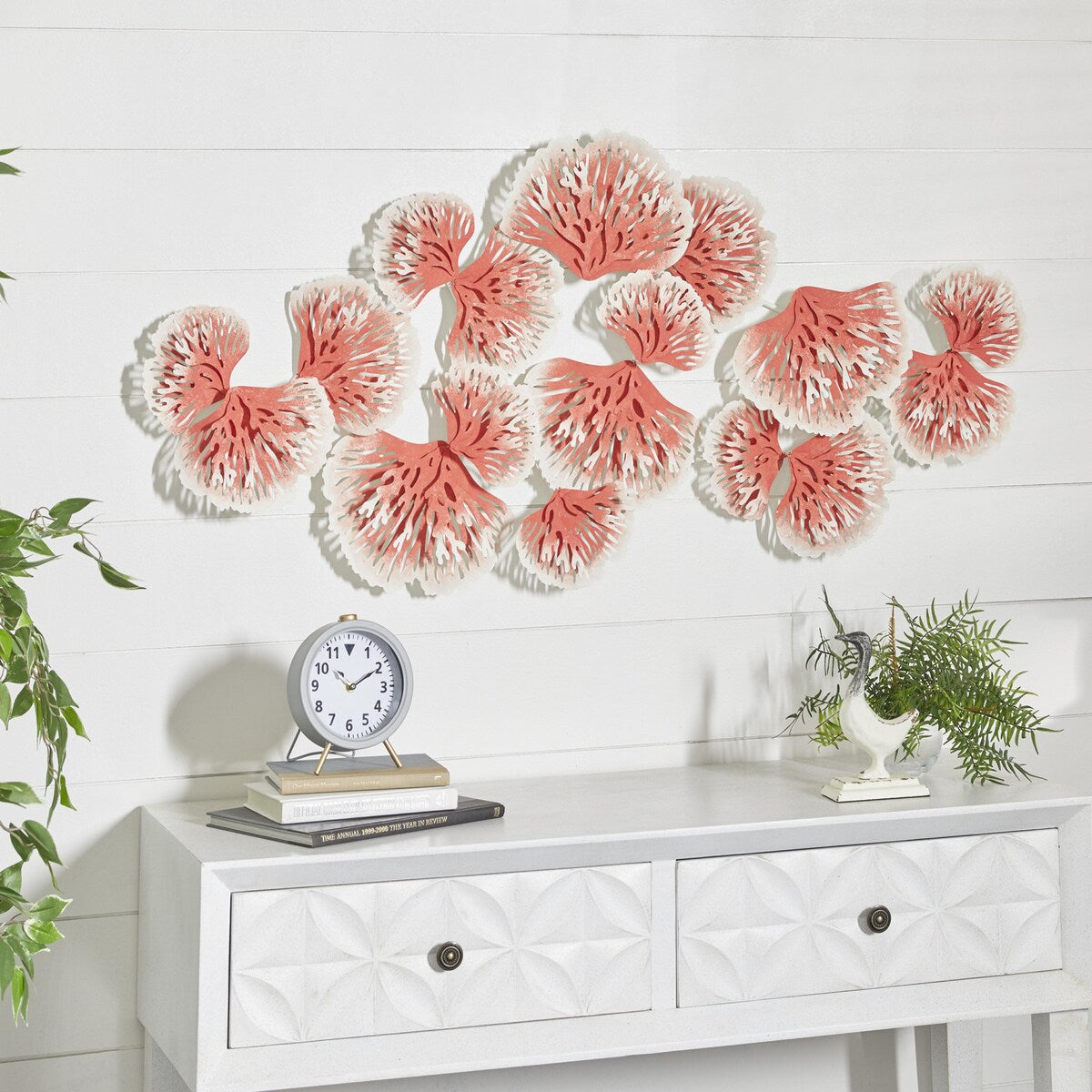 Metal Floral Home Wall Decor - Orange - Roche River Decor