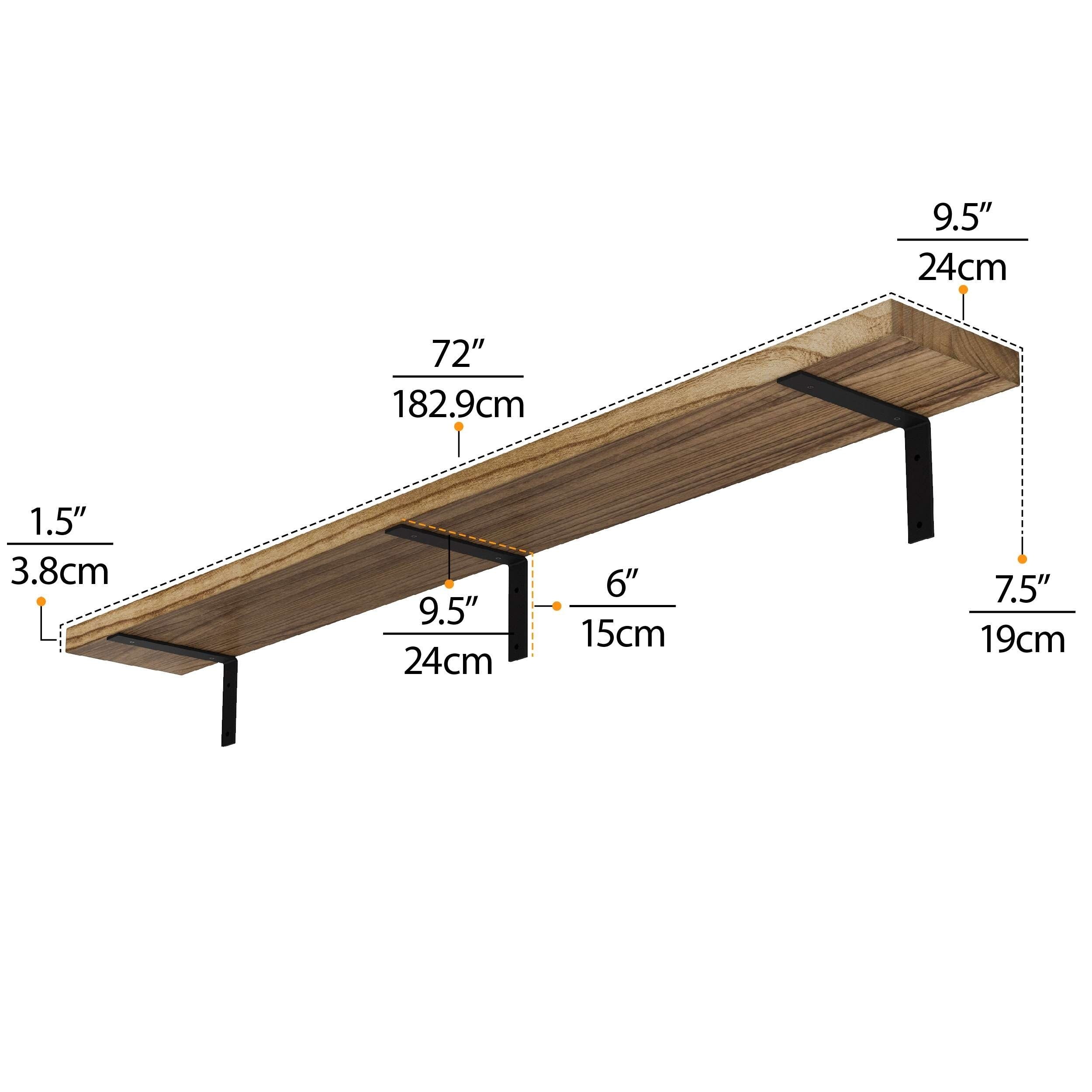 Wallniture Cervo 72 inch Floating Shelf, Wall Shelves for Living Room, Book Shelf for Wall, Wood Floating Shelves