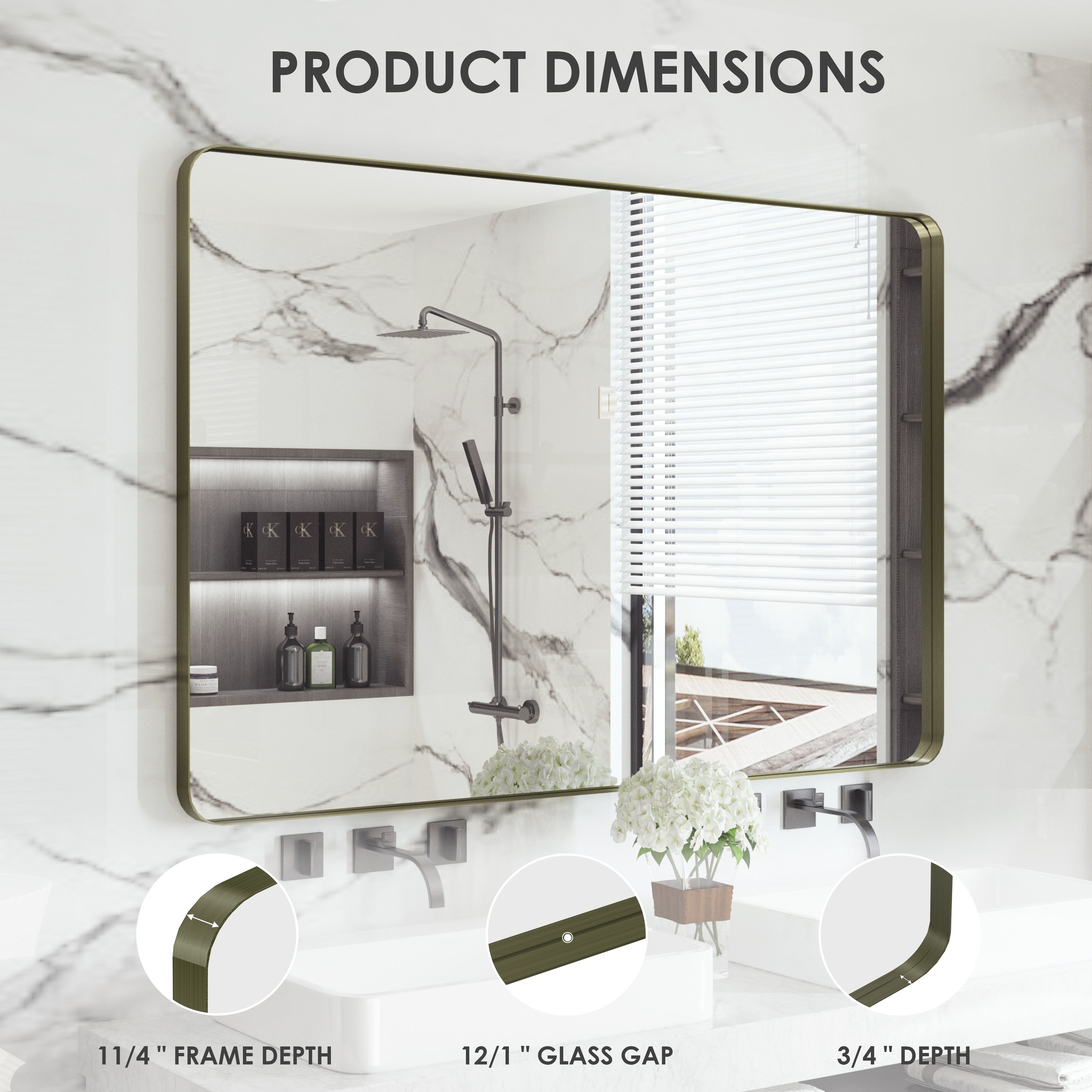 QuivaraView Rectangular Aluminum Framed Bathroom Vanity Mirror