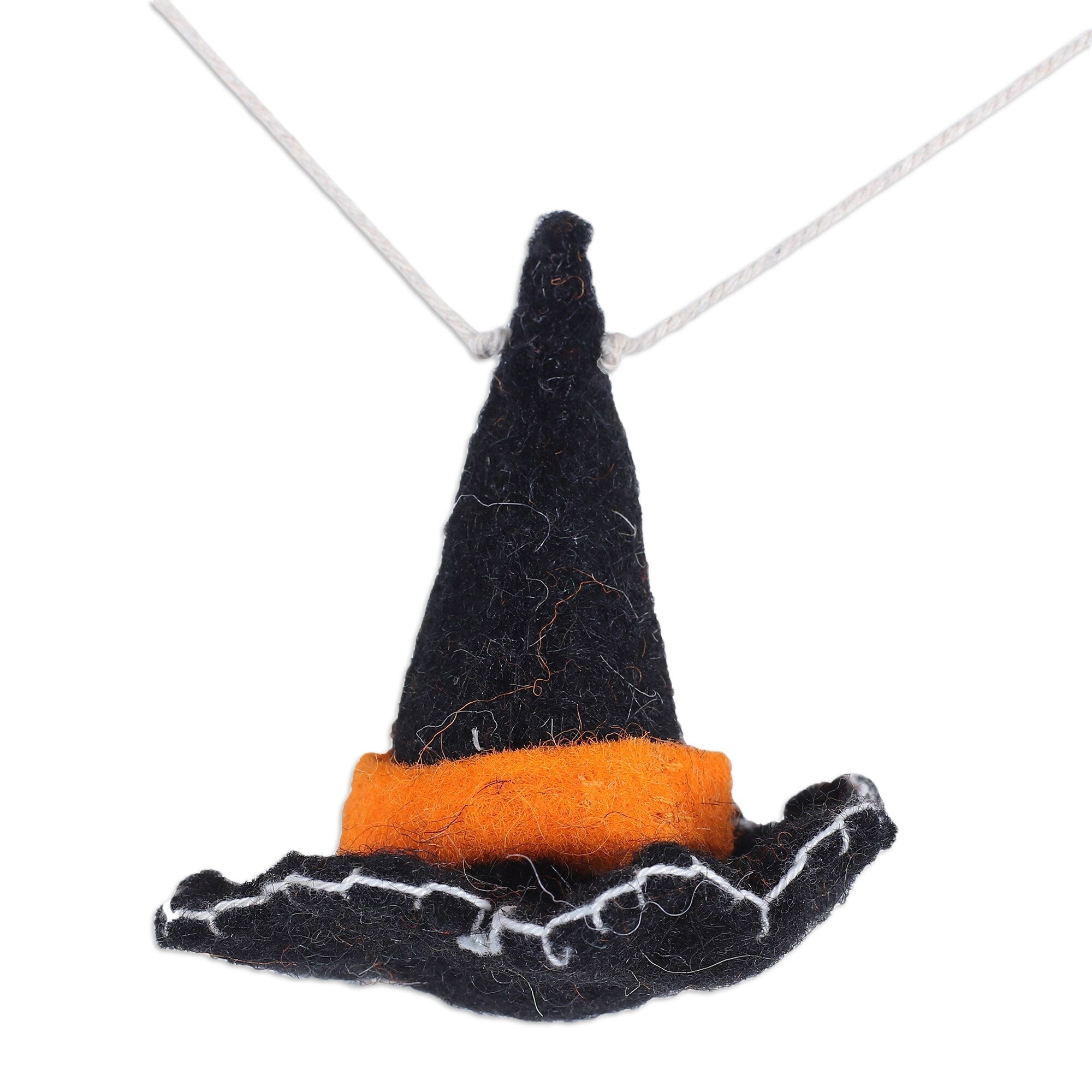 Novica Handmade Spooky Hats Wool Felt Garland - Black