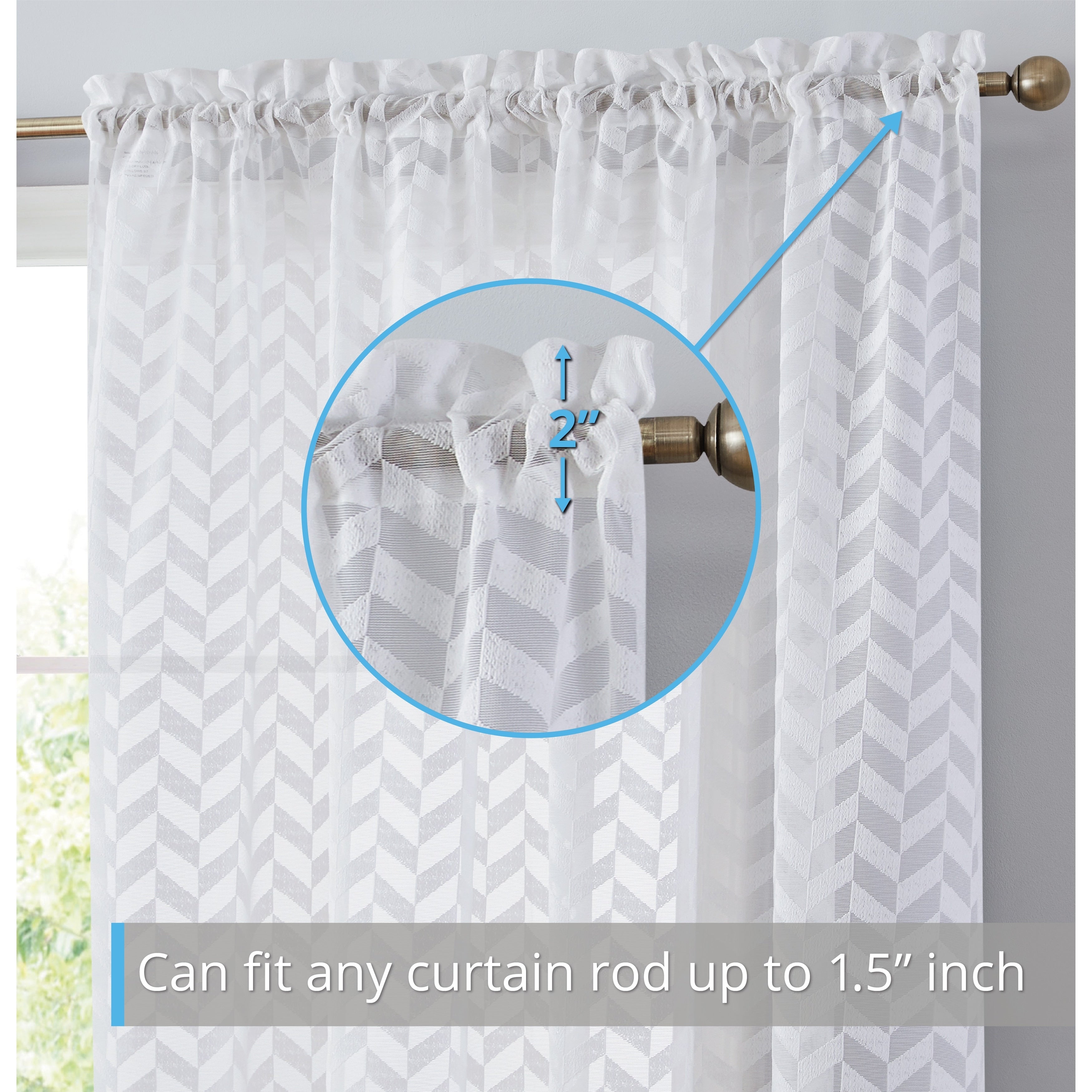 HLC.me Herringbone Lace Thick Semi Sheer Premium Grommet Top Window Curtain Panels Kids Room & Bedroom - Set of 2 Panels