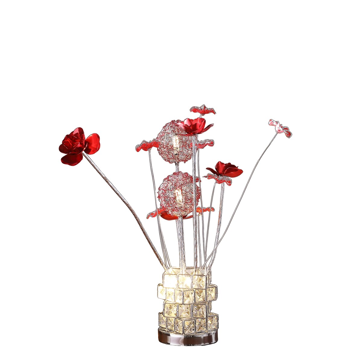 20.75 In. LED Aluminum Floral Chrome Vase Table Lamp