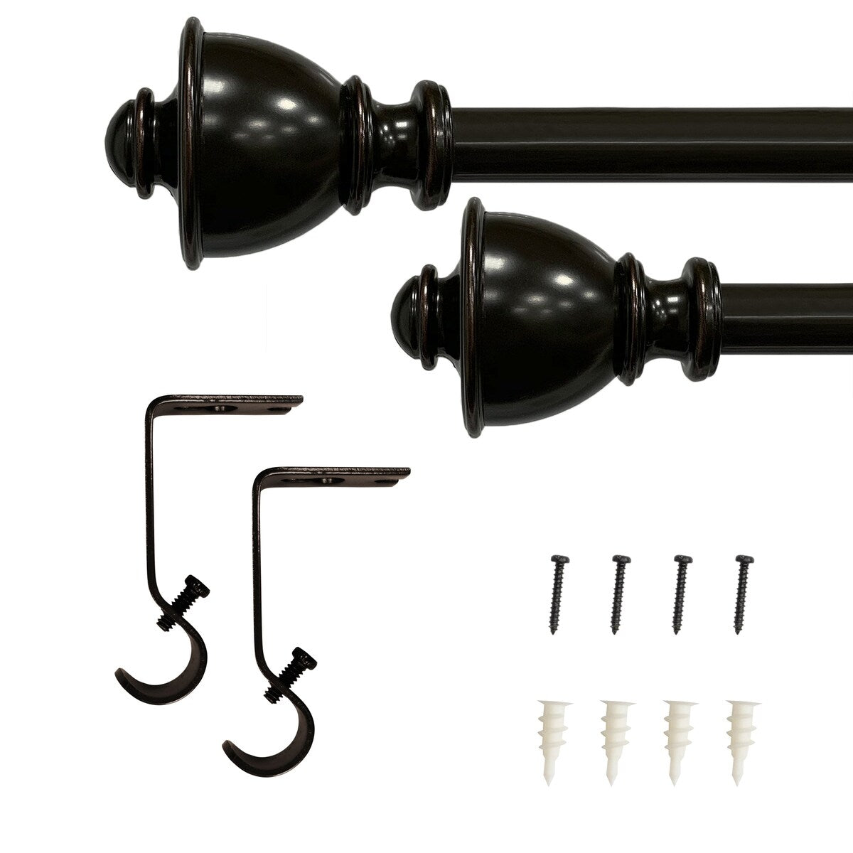 5/8 Drapery Single Curtain Rod Set with Decorative Urn Finials_Oil Rubbed Bronze