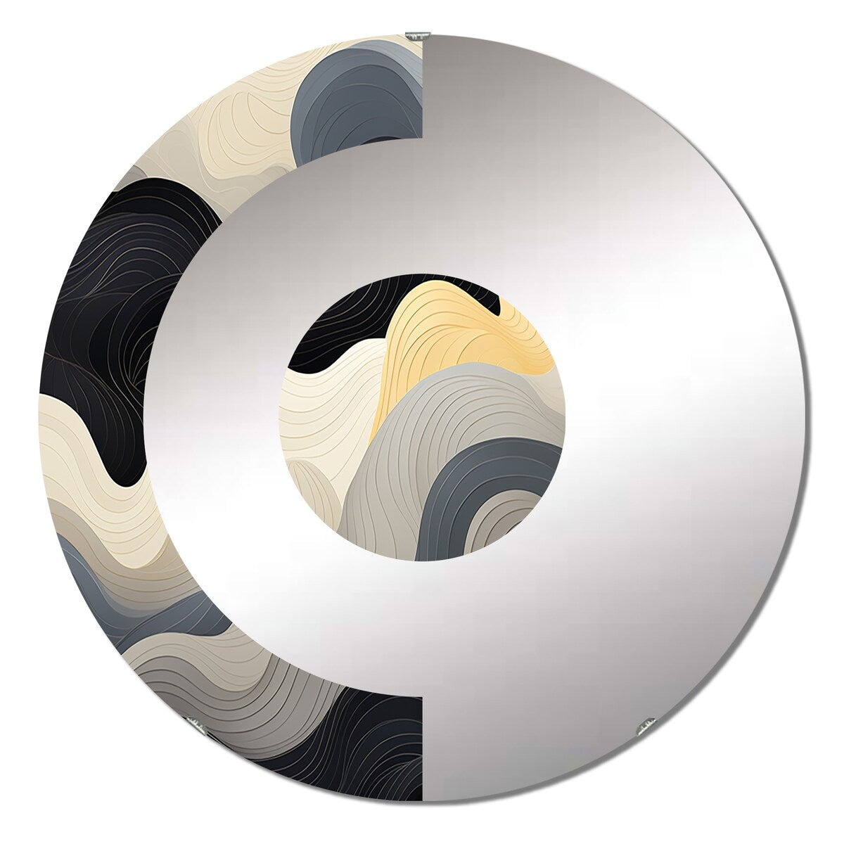 Designart Black and orange Solar storm - Modern Abstract Half Circle Wall Mirror