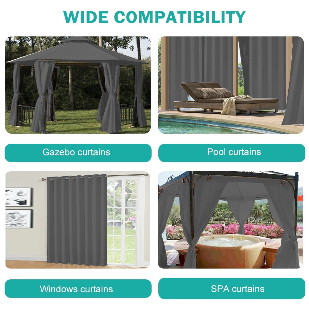 Pro Space Grommets on Top and Bottom, Privacy Panel Drapery for Patio Porch Gazebo Cabana, Dark Gray