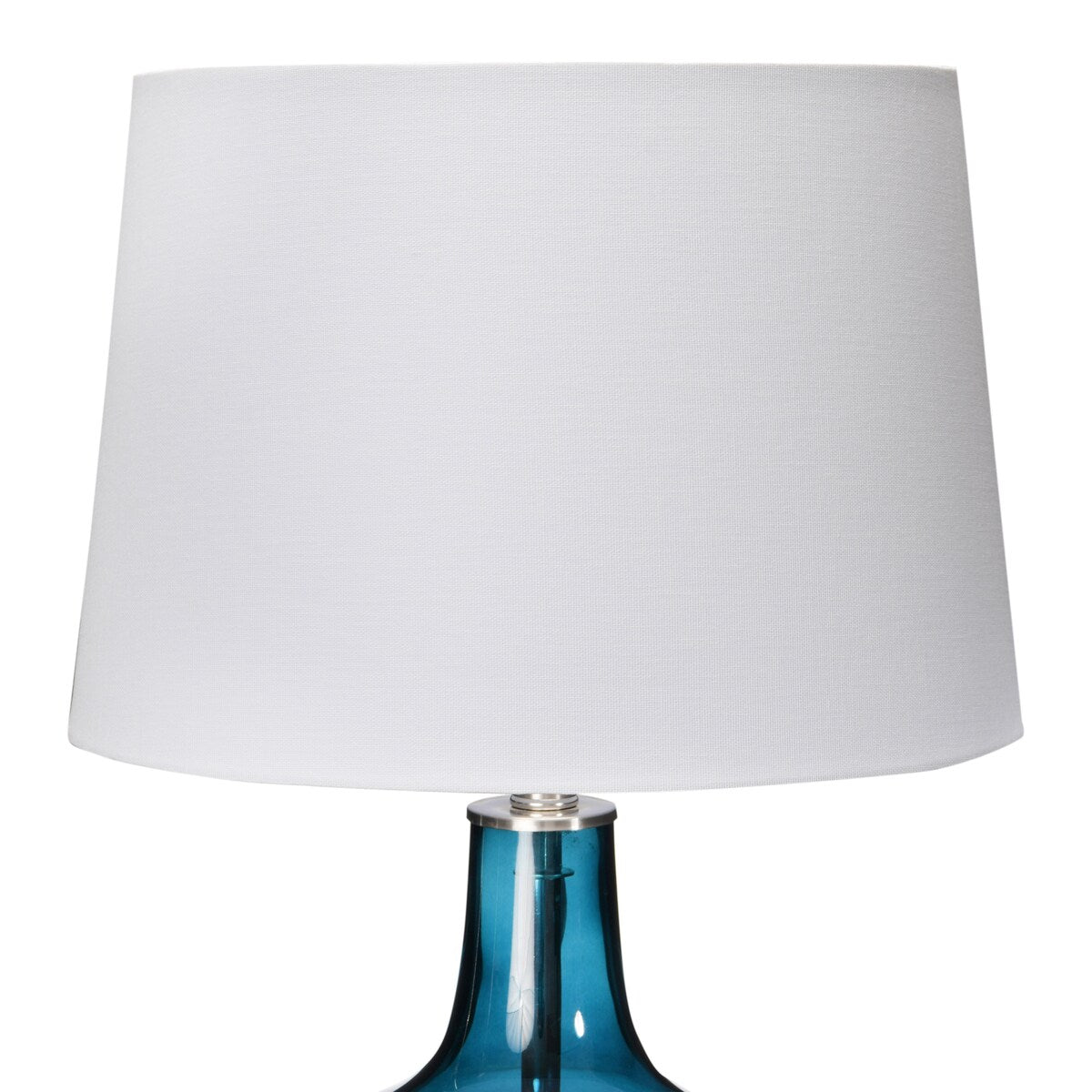 Glass Table Lamp with Metal Accents and Empire Shade