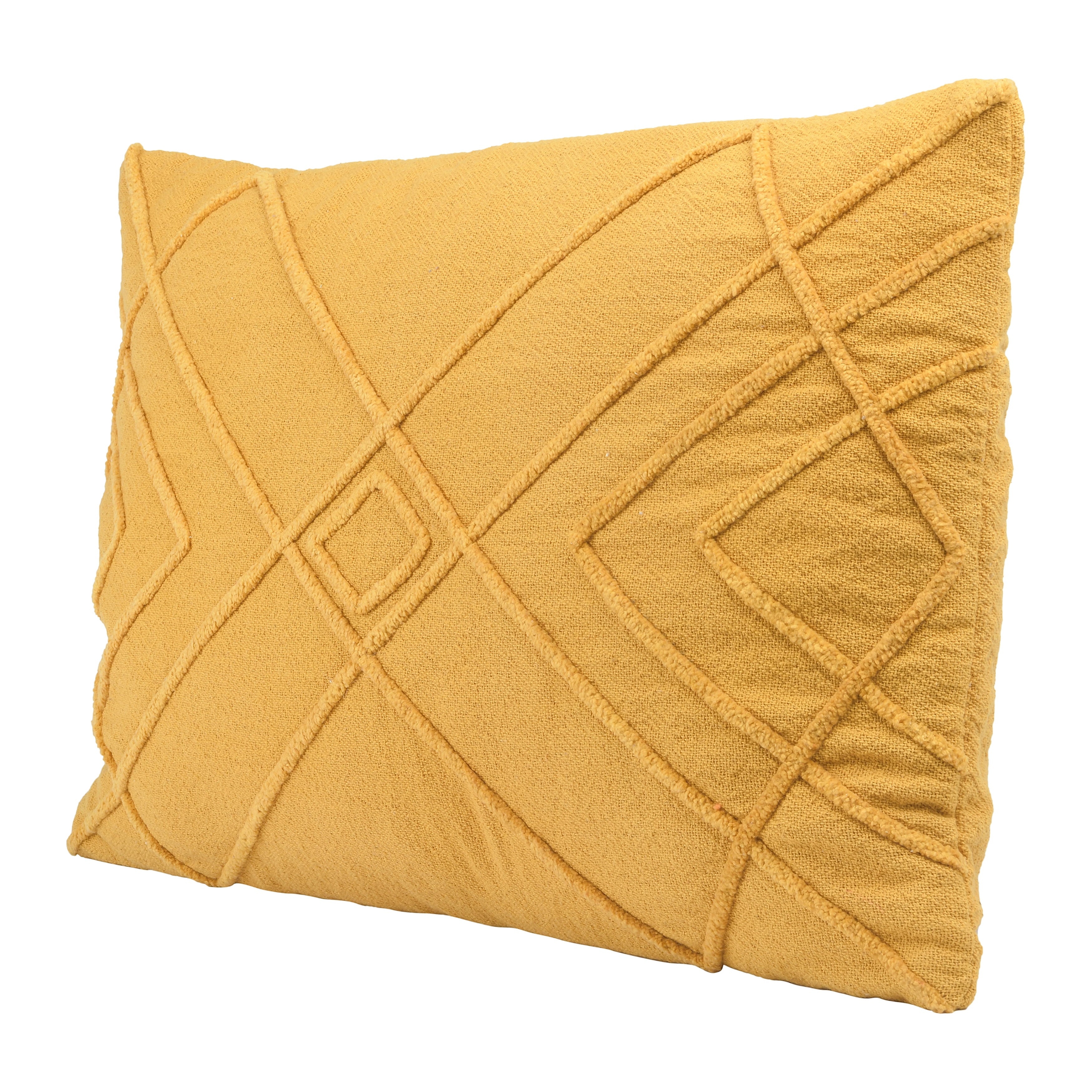 Embroidered Cotton Geometric Lumbar Pillow