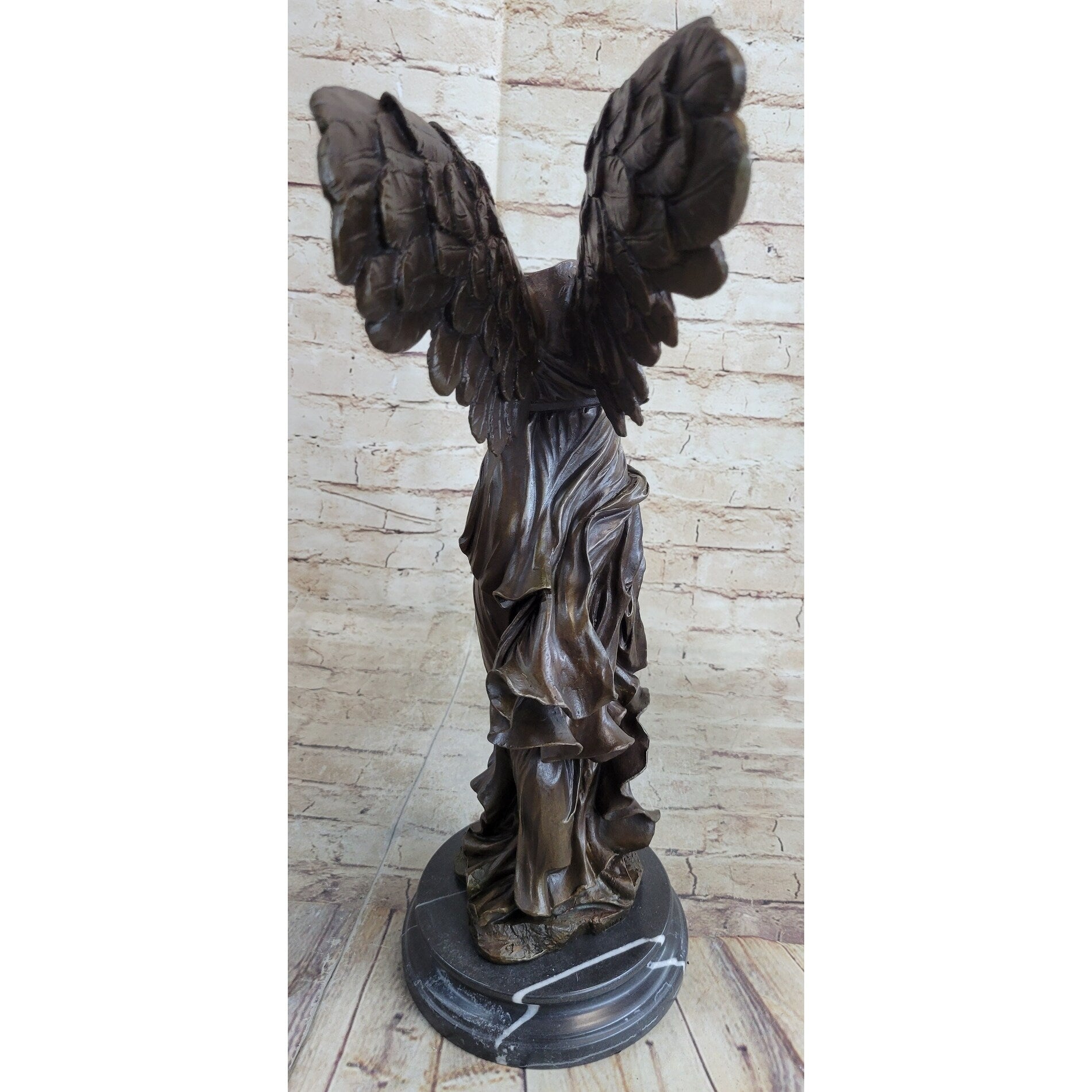 Winged Nike Samothrace Bronze Sculpture Marble Base Hot Cast Figurine Figure Art