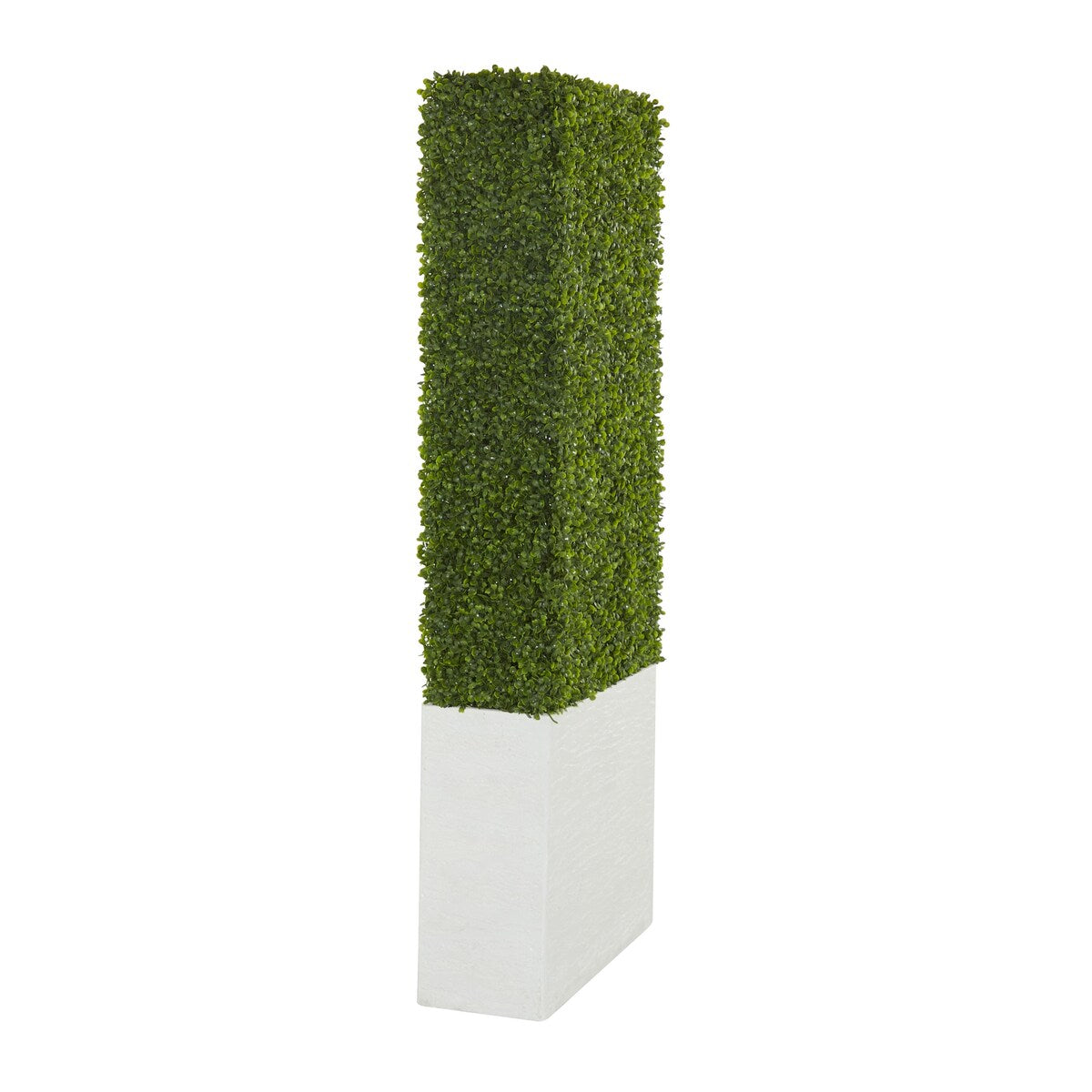 Faux Foliage Boxwood Hedge Tall Topiary with Realistic Leaves and Black or White Planter Box - Green - Roche River Decor