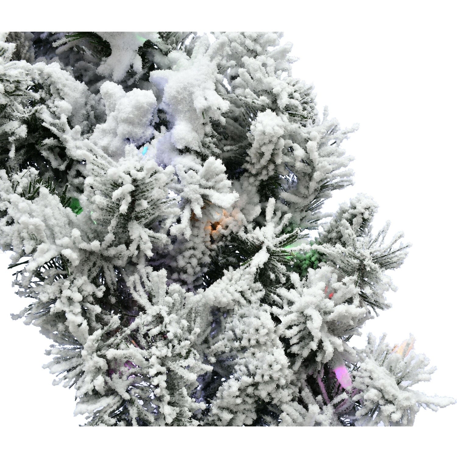 Christmas Time 24-In. White Pine Snowy Wreath with Dual Multicolor & Warm White LED Lights - Snow