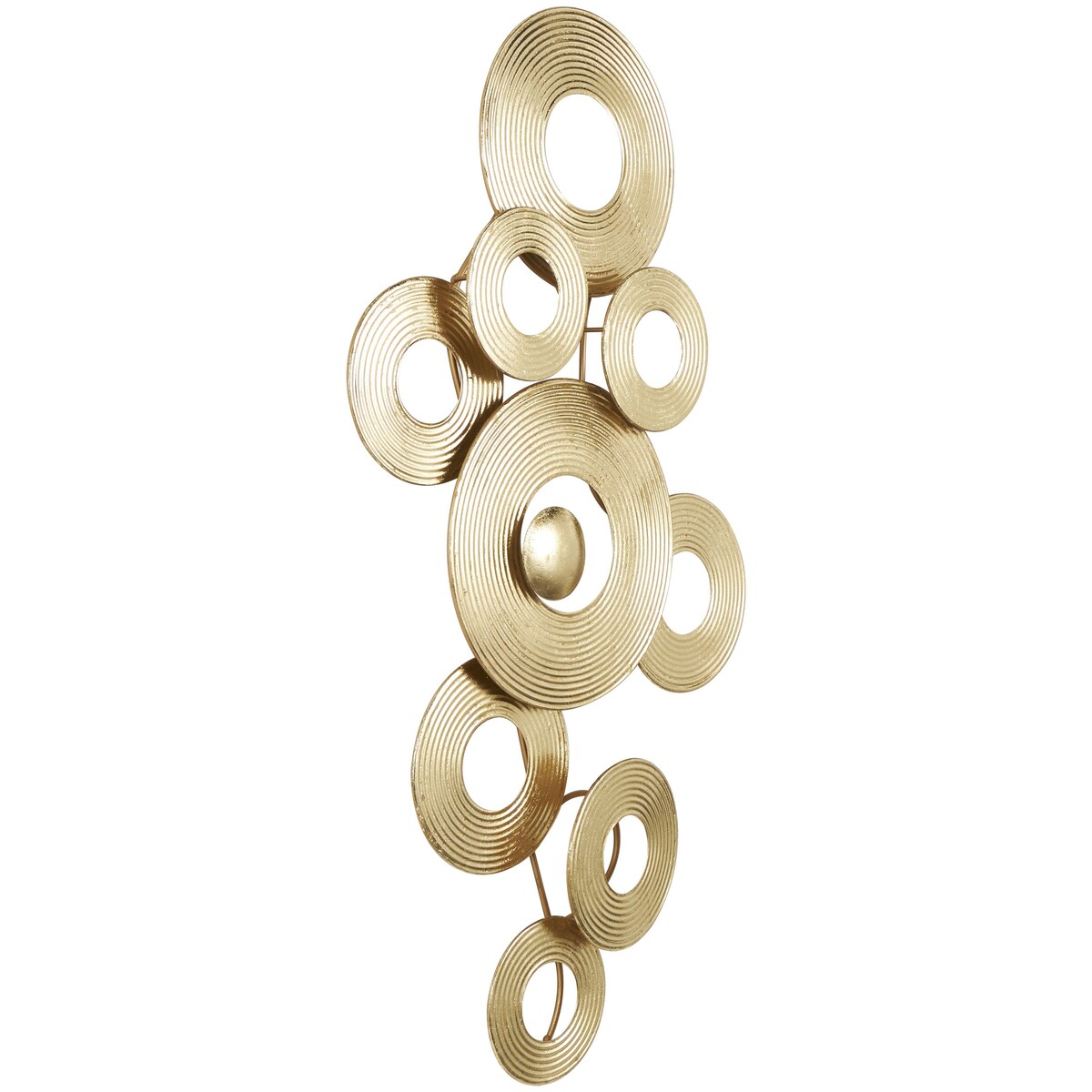 Metal Abstract Stacked Circle Ring Home Wall Decor with Groove Texture - Gold - Roche River Decor