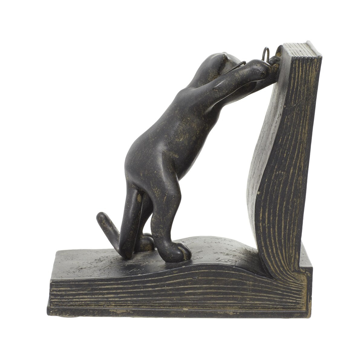 Polystone Cat Reading Decorative Bookends - Set of 2 Black - Roche River Decor