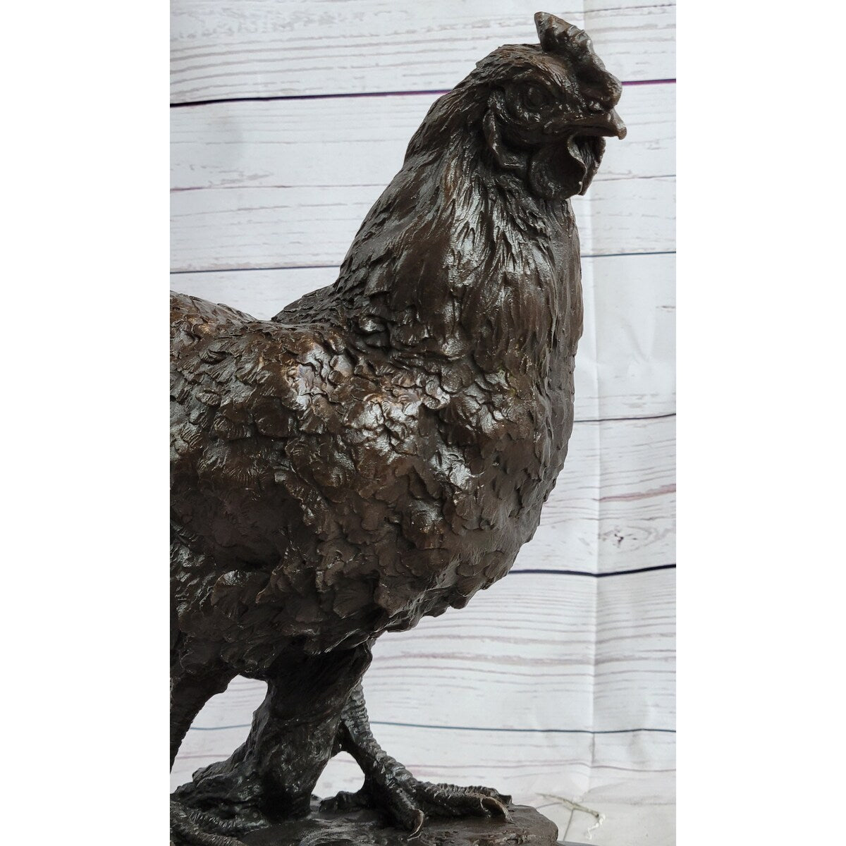 Bronze Sculpture Large Chicken Rooster Farm Animal Home Decor Marble Figurine