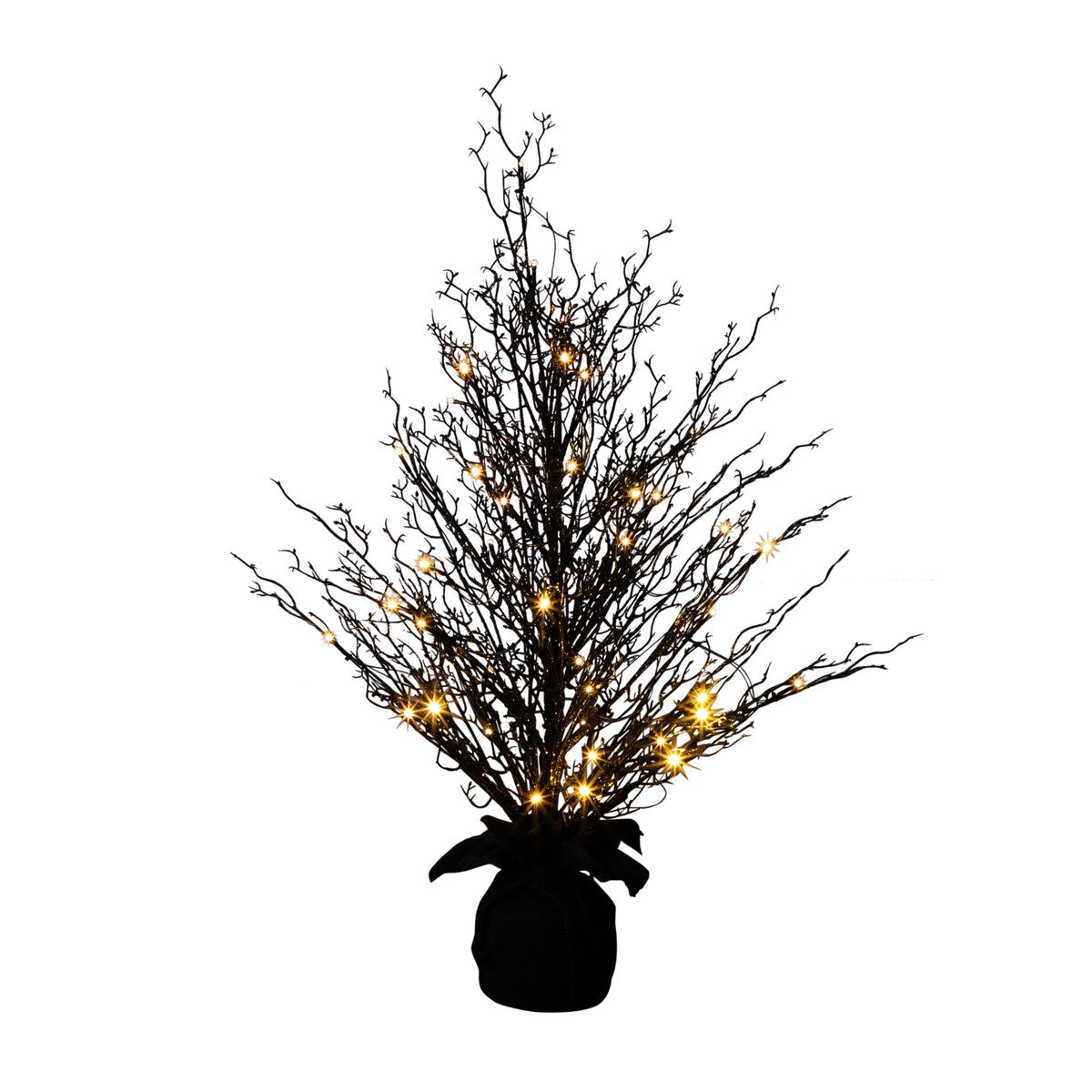 3' Pre-Lit Halloween Black Twig Tree with 52 Warm White LED Lights