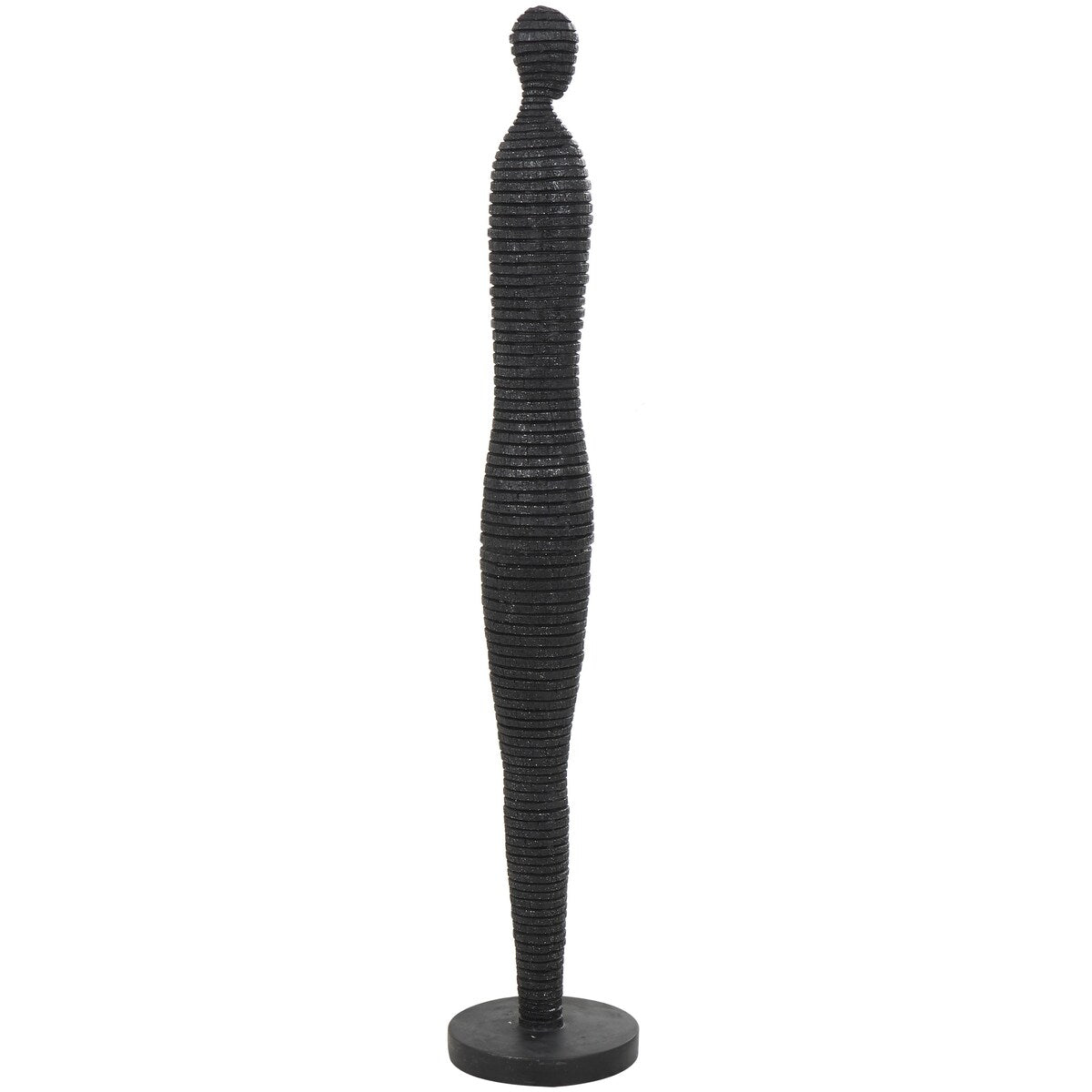 Polystone People Tall Slim Figure Decorative Sculpture with Ribbed Body and Glitter Accents - Black - Roche River Decor