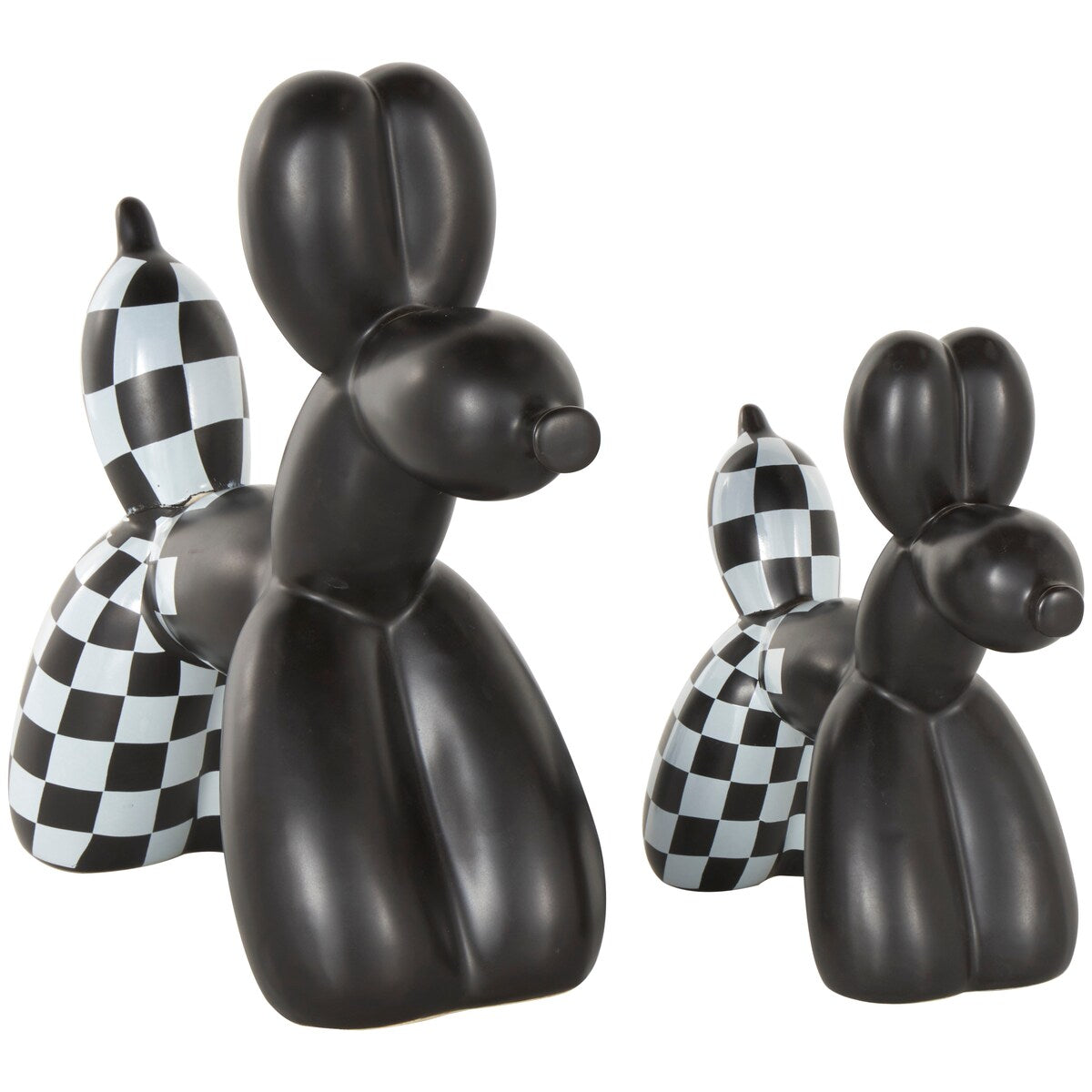 Porcelain Ceramic Dog Balloon Sculpture - Set of 2 Gold, White, black, Silver or Multi Colored - Roche River Decor