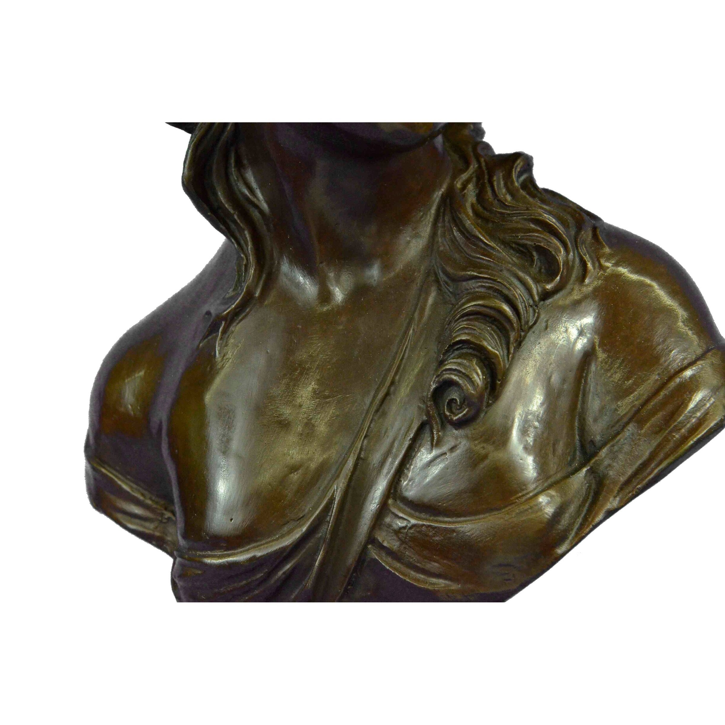 Bronze Sculpture Wonderful Bust Young Lady By Thomas Art Deco Hot Cast Figurine