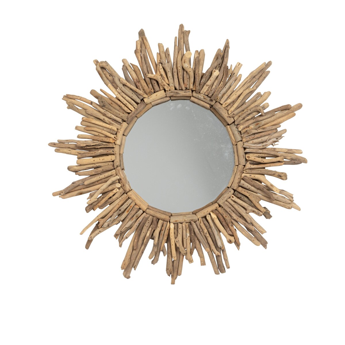 Driftwood Framed Sunburst Wall Mirror