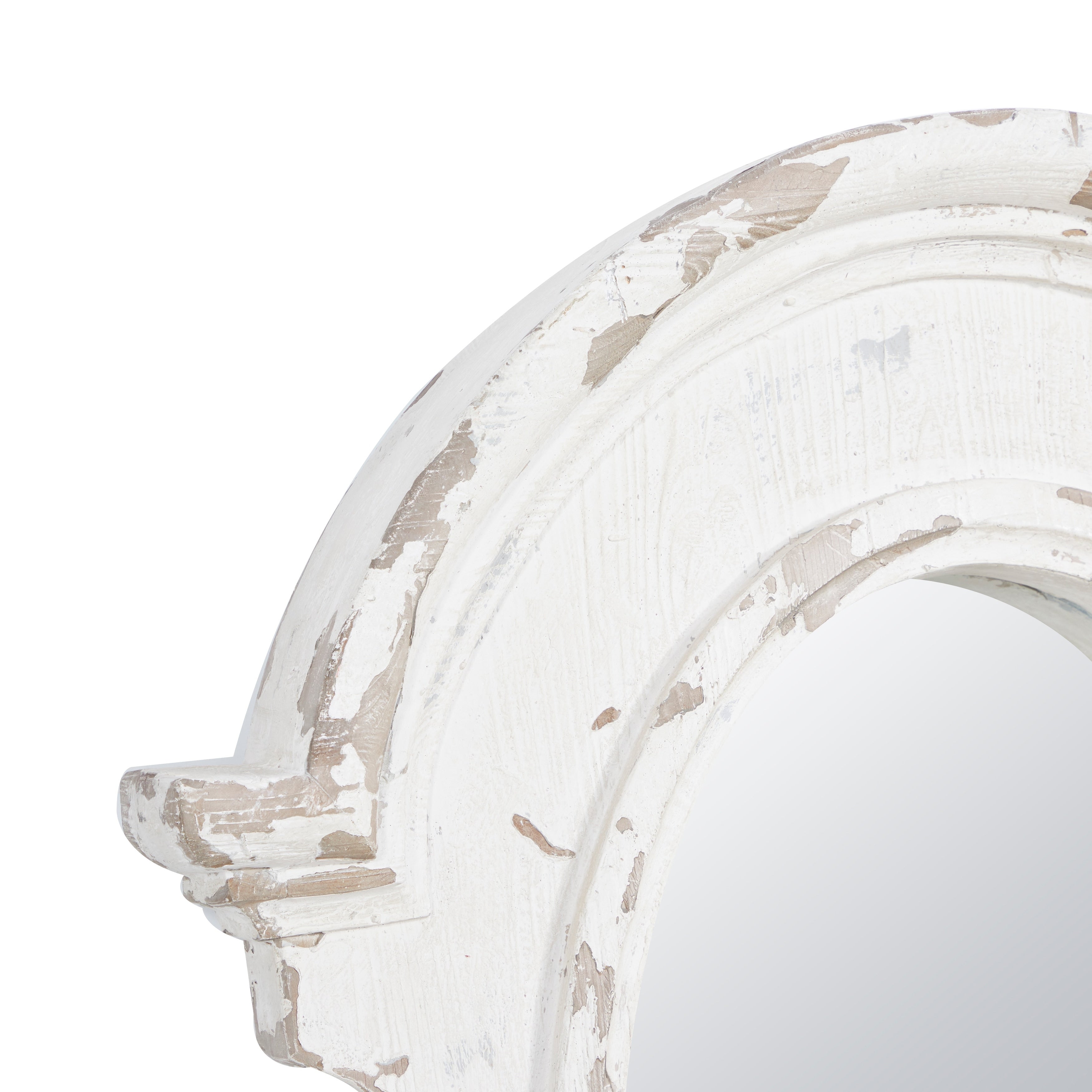 White Wood Vintage Wall Mirror 43 x 35 x 5