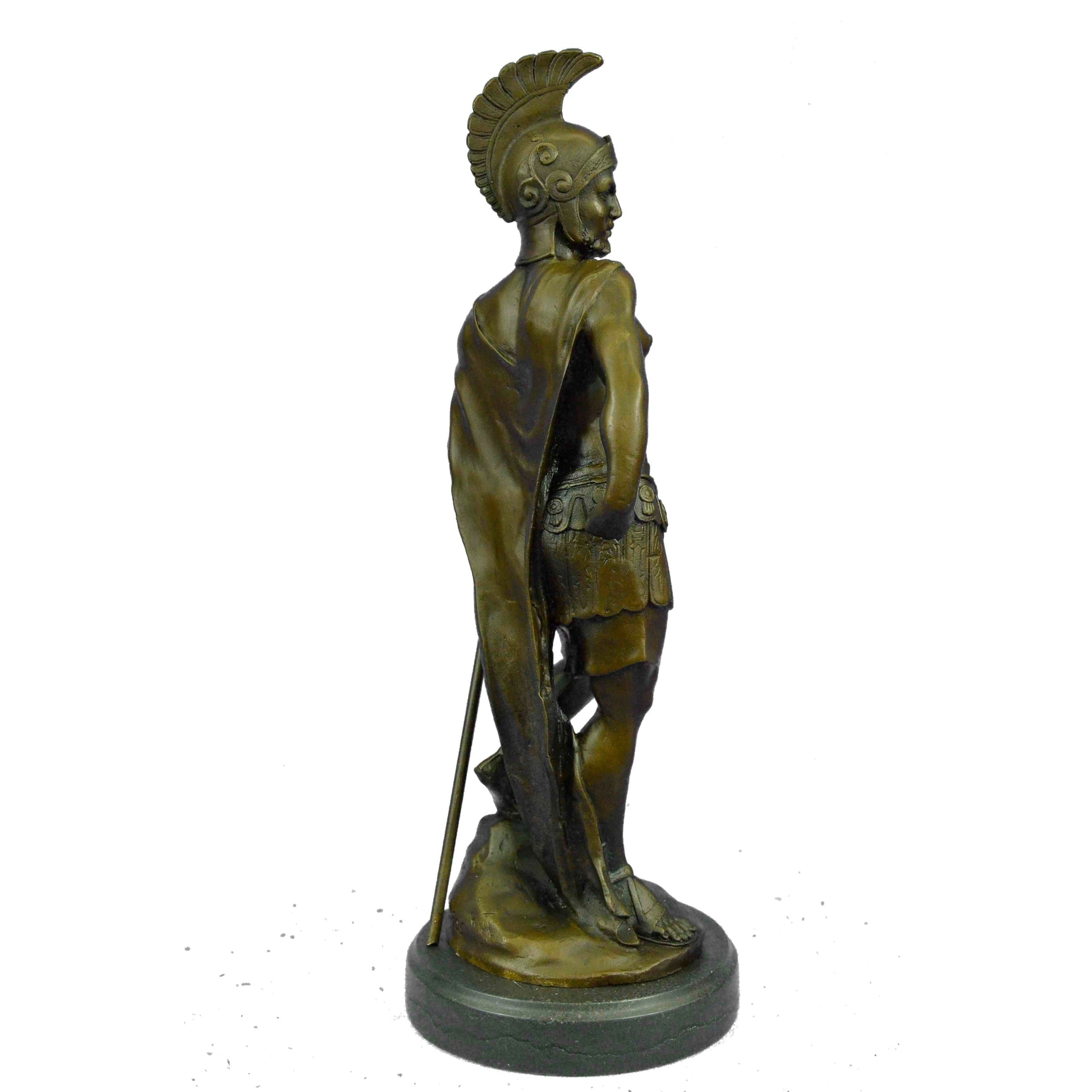 Vintage Signed Knight Warrior Bronze Statue Dalou Deco Sculpture Figurine Art