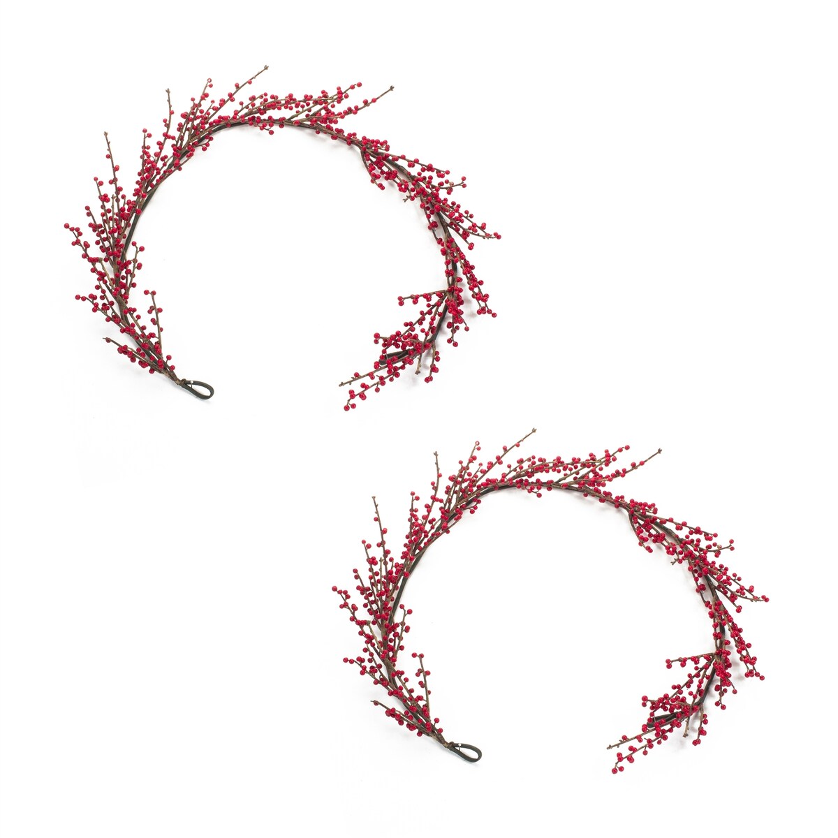 Red Winter Berry Twig Garland (Set of 2) - Red; Brown