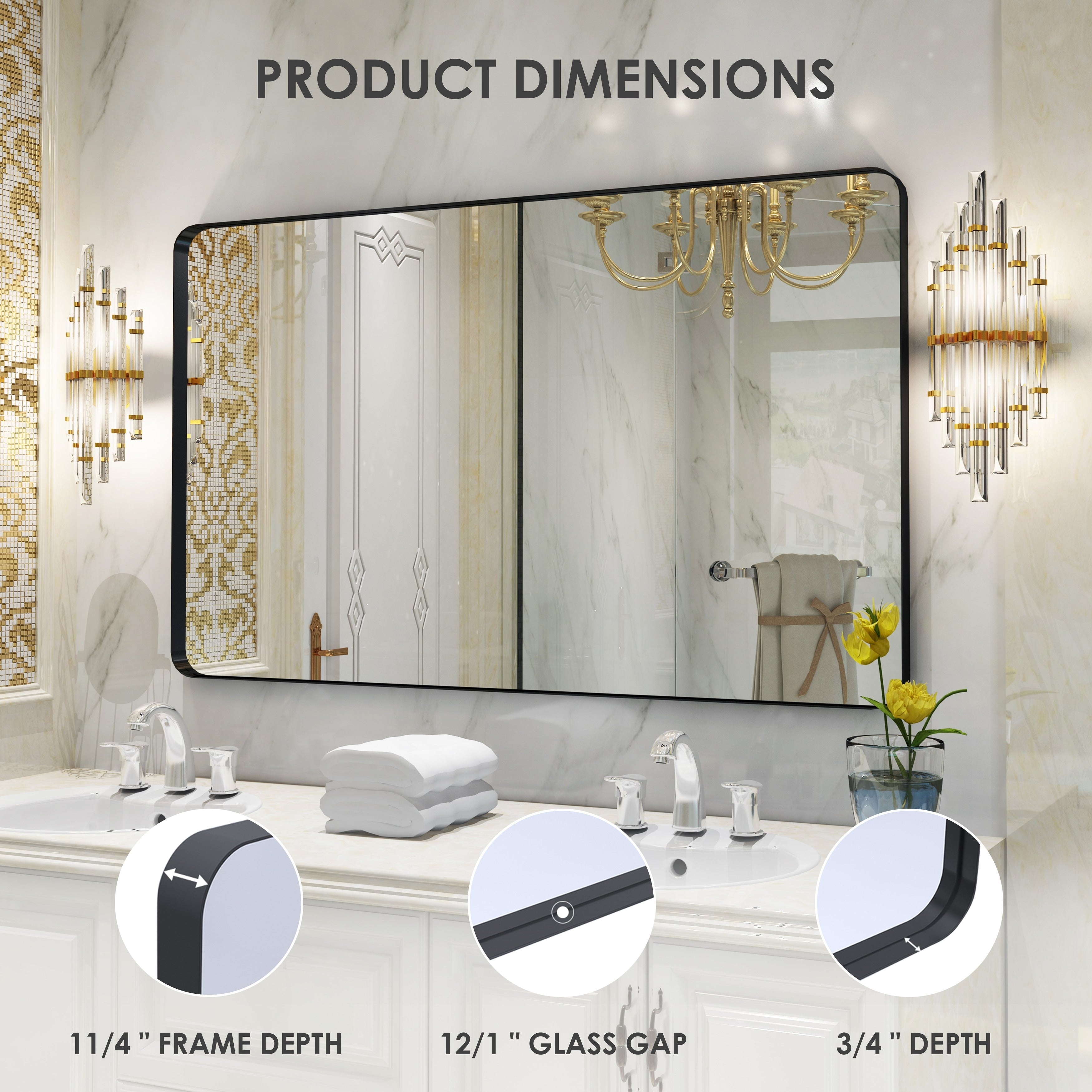 QuivaraView Rectangular Aluminum Framed Bathroom Vanity Mirror