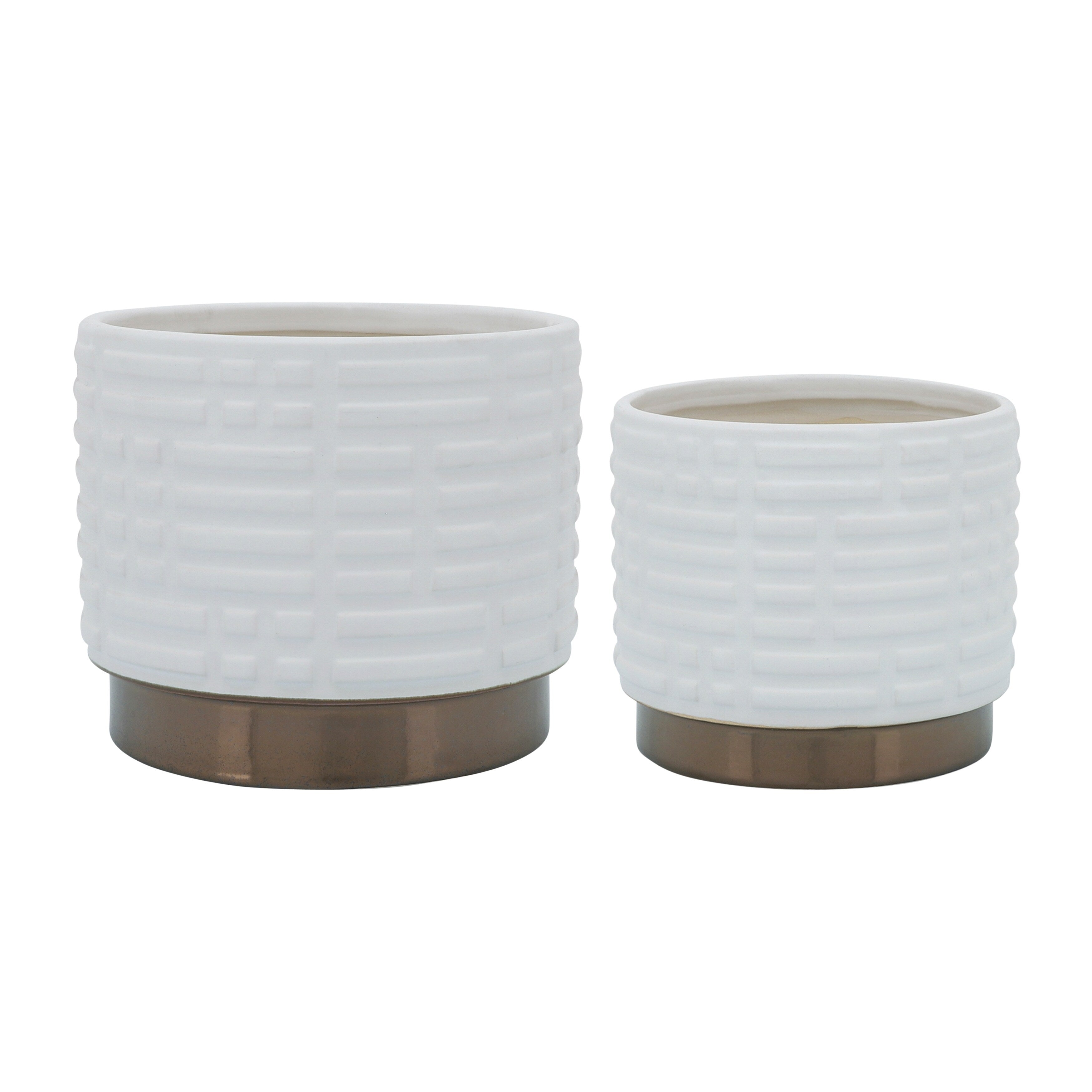 Sagebrook Home Modern Neutral Ceramic Planter Set of 2 - 8x8x7