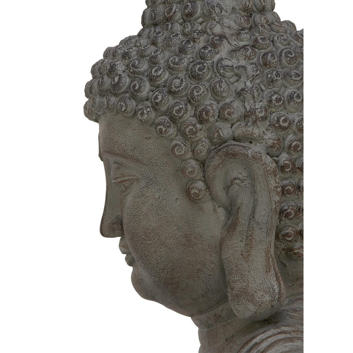 Polystone Buddha Meditating Decorative Sculpture with Engraved Carvings and Relief Detailing - Gray - Roche River Decor