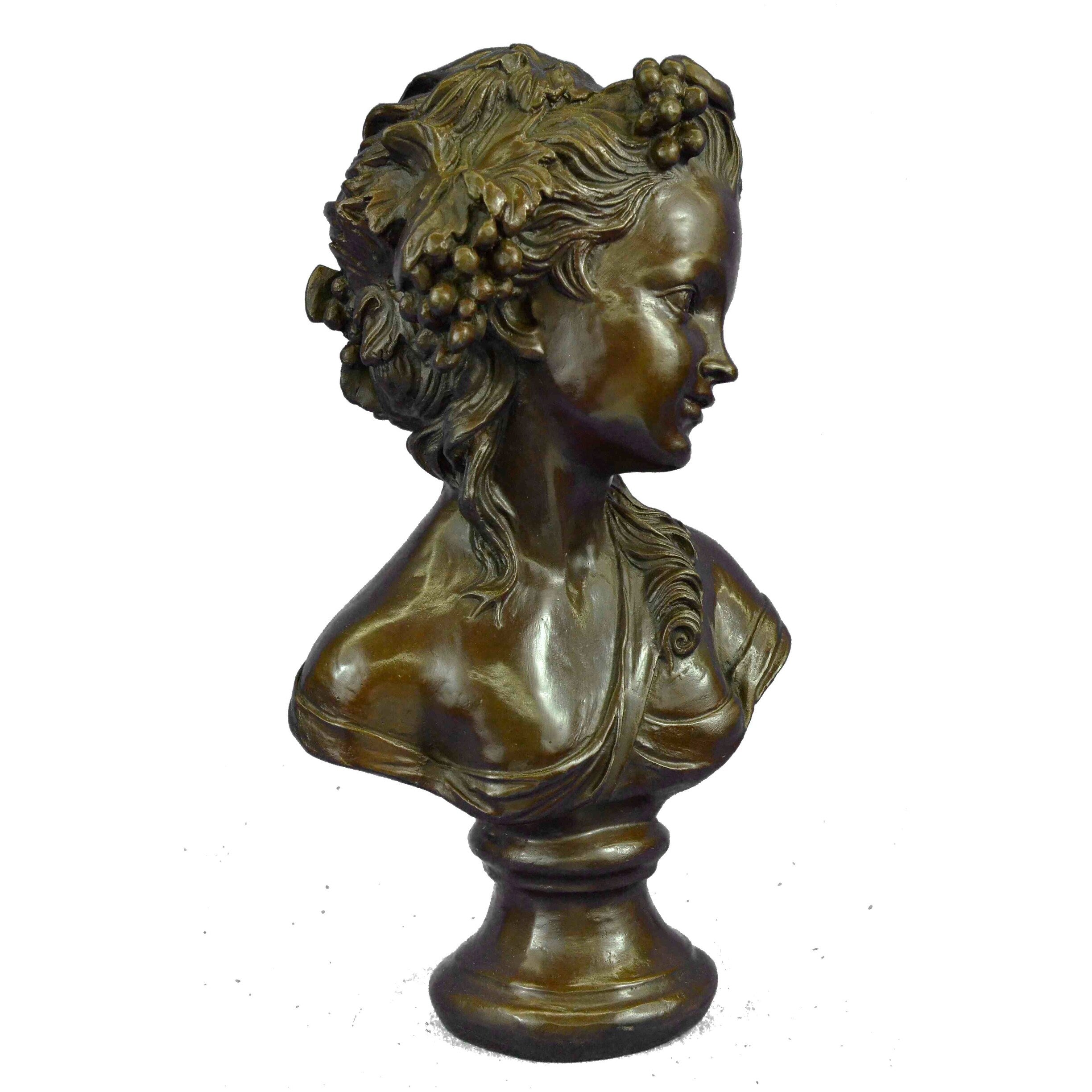 Bronze Sculpture Wonderful Bust Young Lady By Thomas Art Deco Hot Cast Figurine