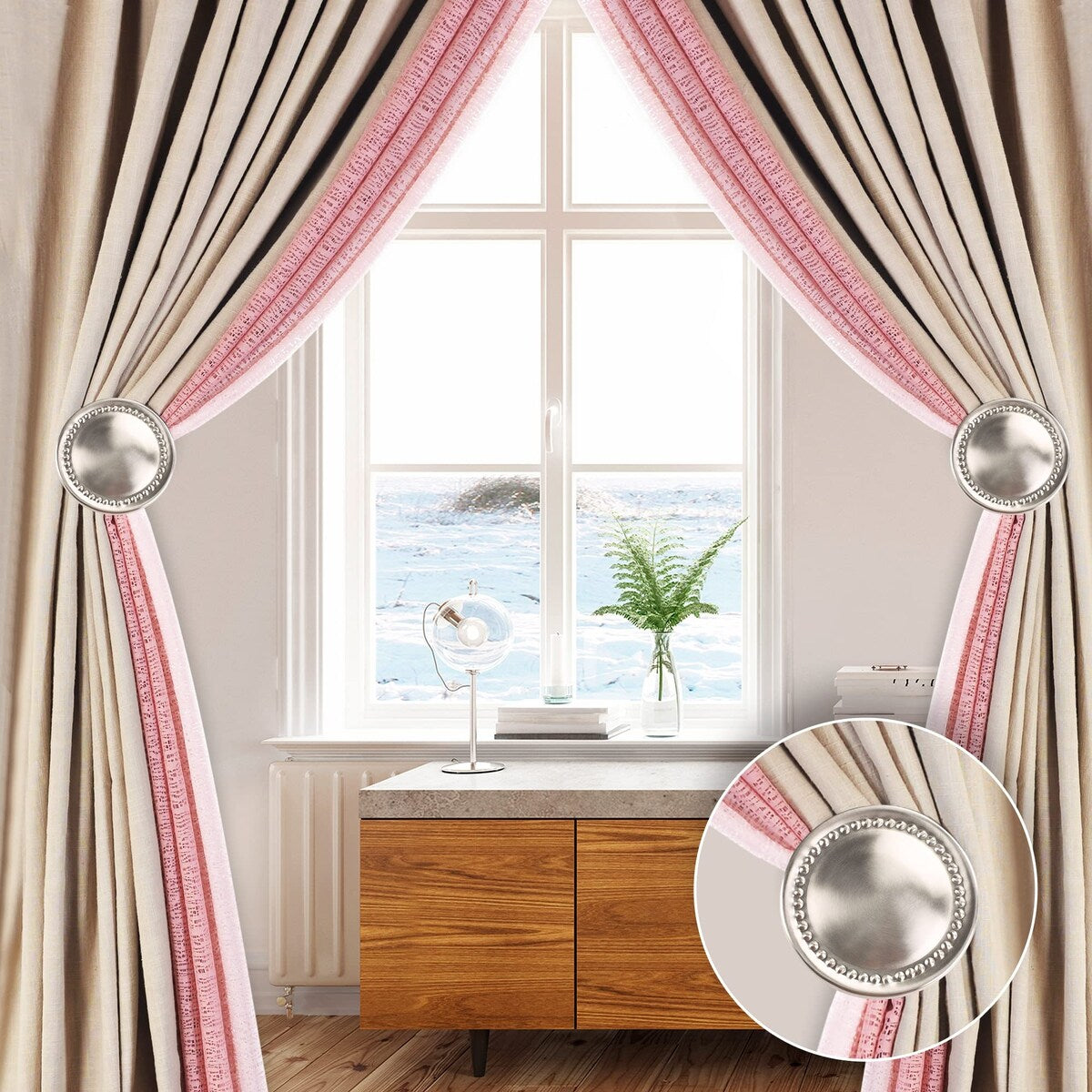 2 Pcs Curtain Holdback for Curtains Wall Mounted Metal Drapery Hook for Door Window Treatment- By Deco Window