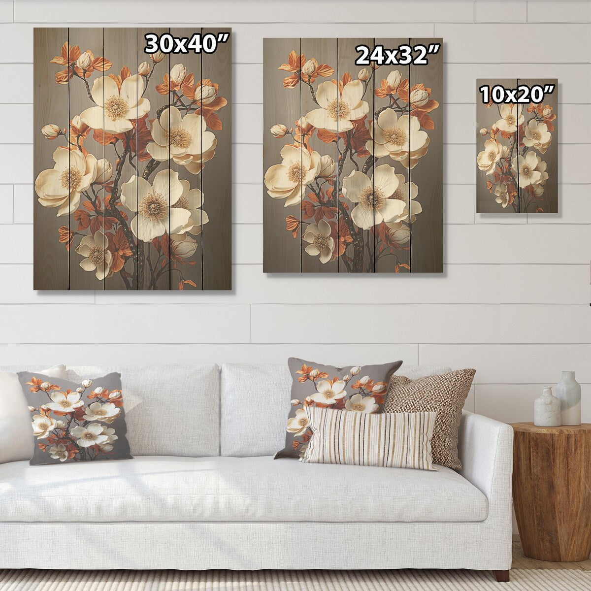 Designart Vintage Nostalgia Dogwood I Dogwood Wood Wall Decor - Traditional White Wood Panel On Natural Pine Wood