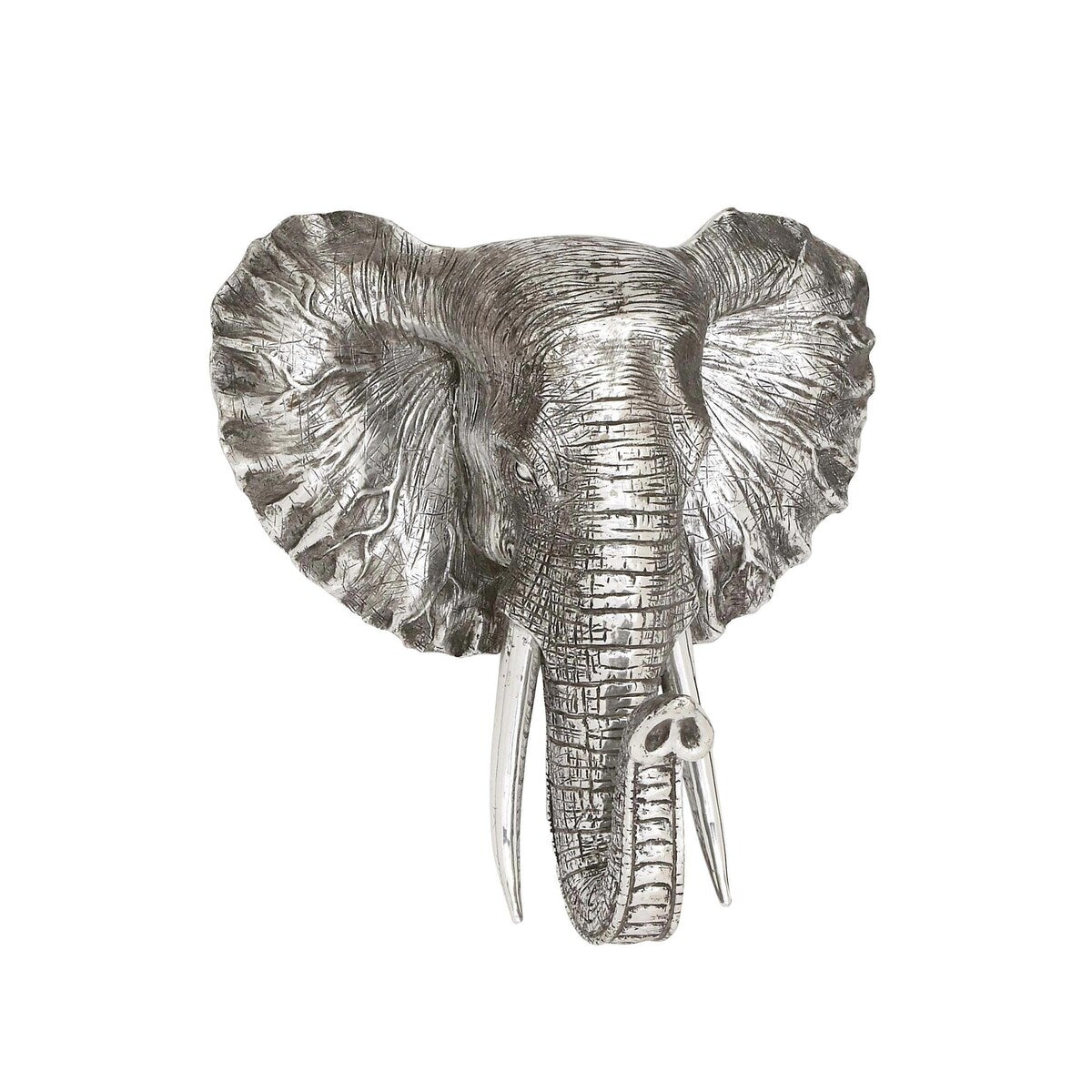 Polystone Elephant Metallic Home Wall Decor with Tusks - Silver - Roche River Decor