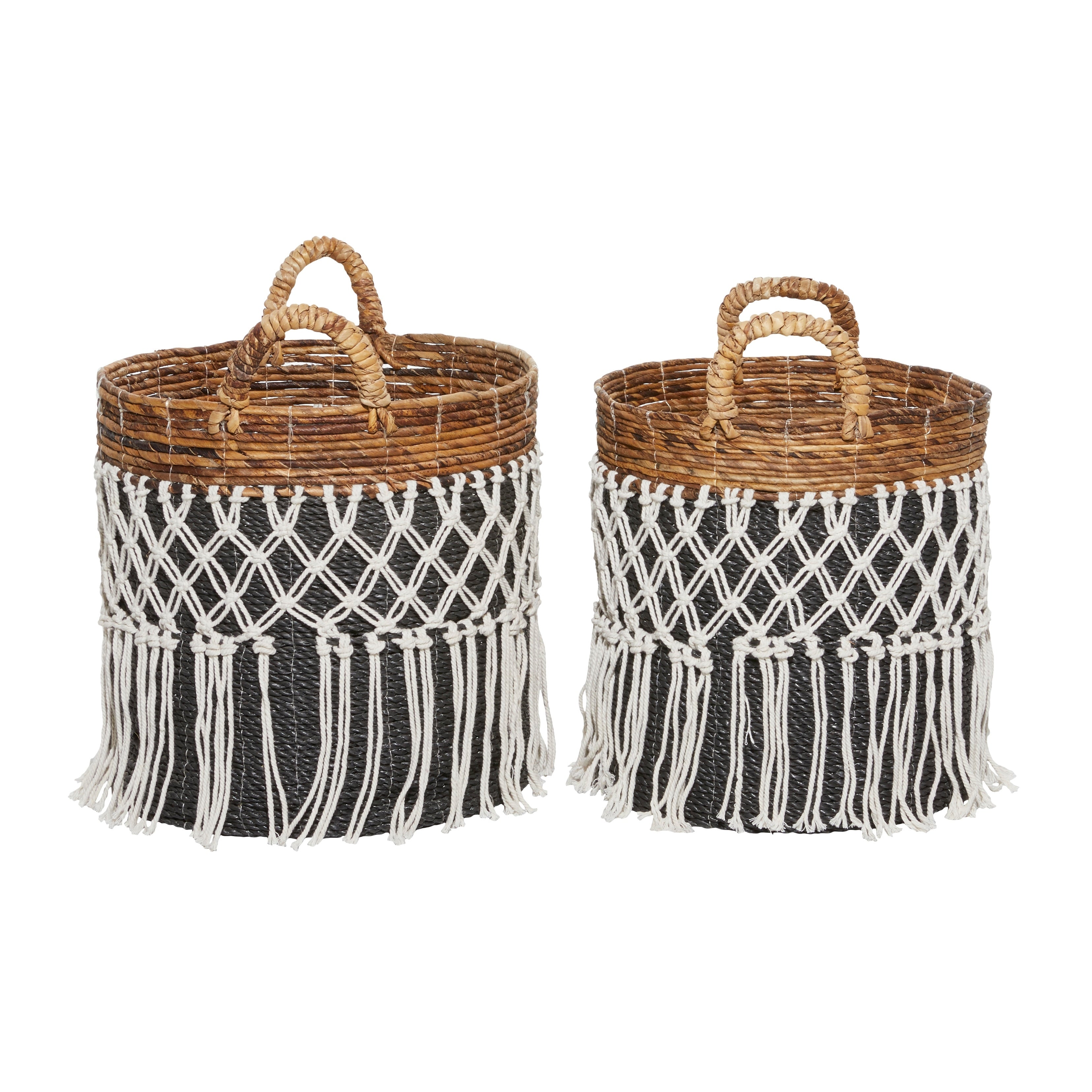 Black Banana Leaf Bohemian Storage Basket (Set of 2) - S/2 19, 18H