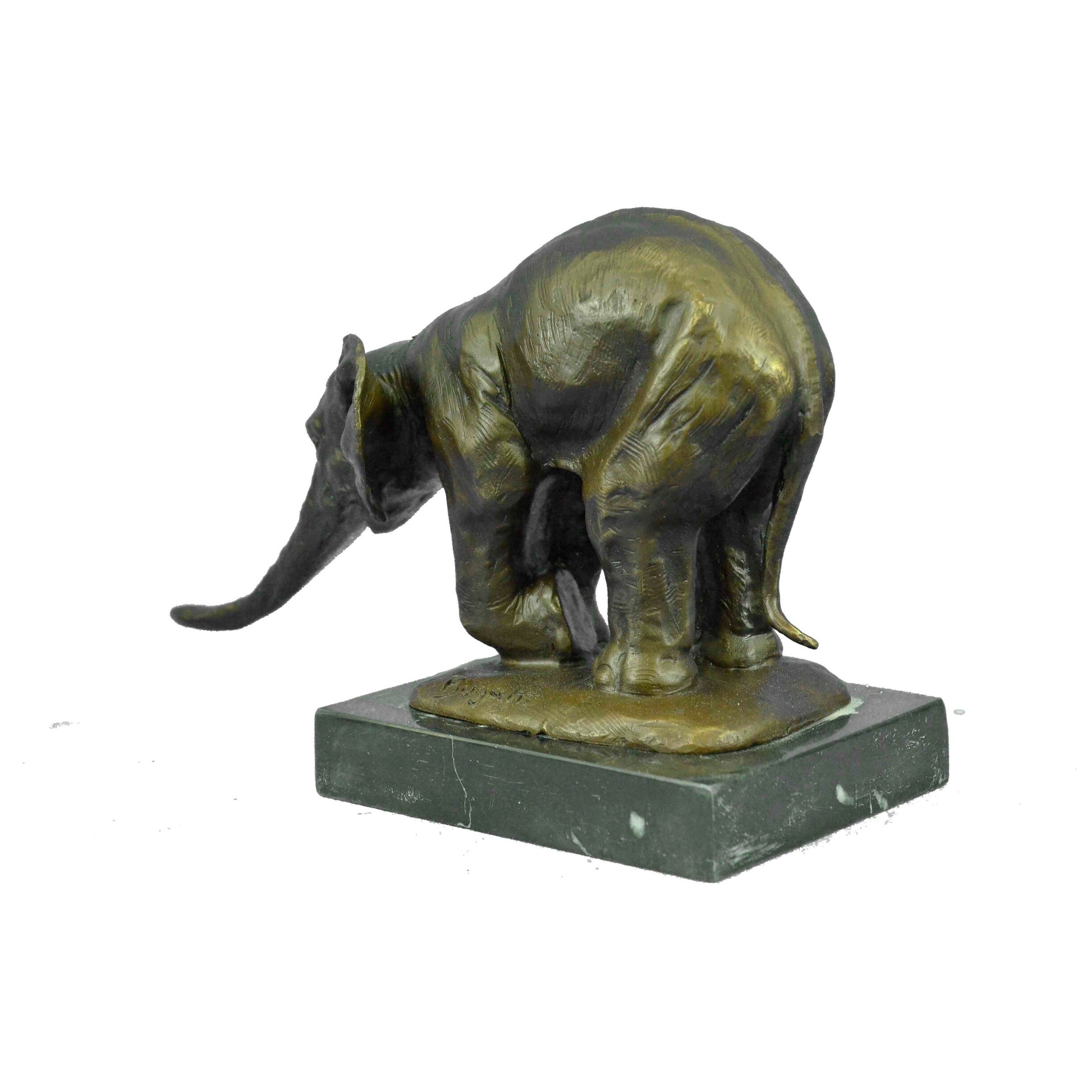 11.5 Inches European Art Bronze Sculpture Proboscidea Elephant King Of Forest Statue