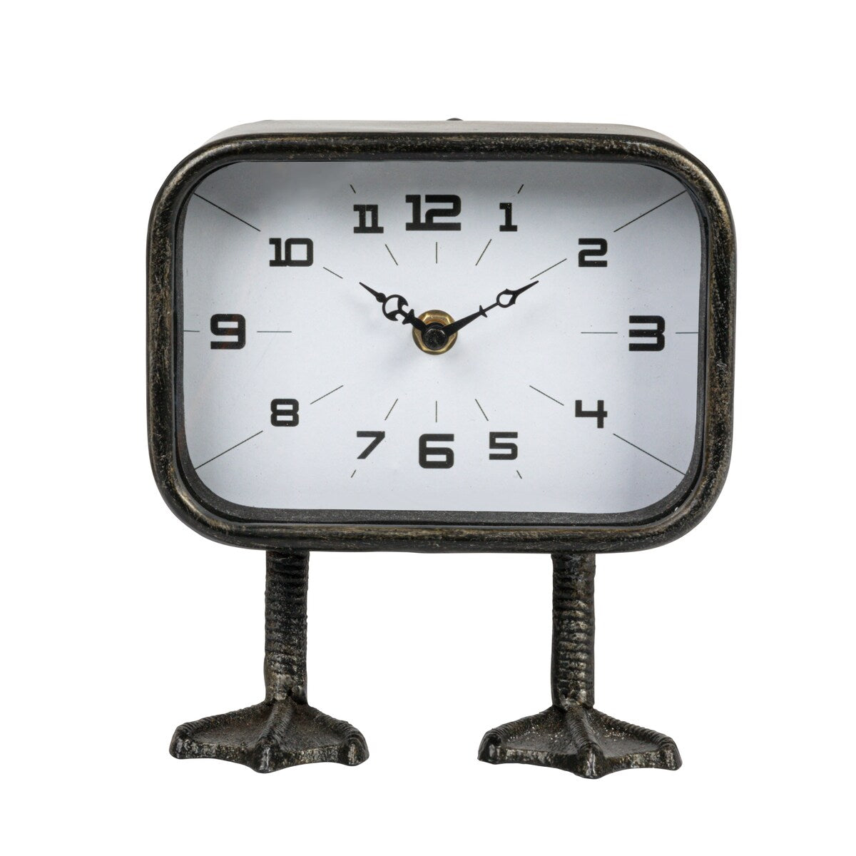 Metal Standing Clock with Duck Feet - 6.9L x 3.8W x 7.6H