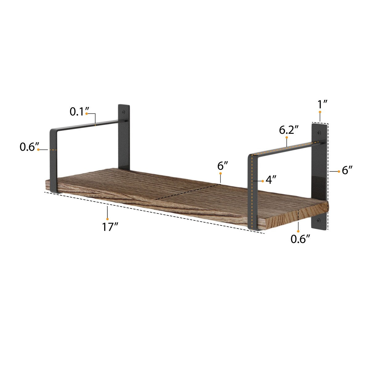 Wallniture Toledo 17 Wood Shelves for Living Room Décor, Burned Finish, Set of 3