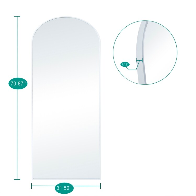 Mabel Arched Aluminum Mirror Full Length Mirror Free Standing Leaning/ Mirror Aluminum Frame for Modern Living 71x 31