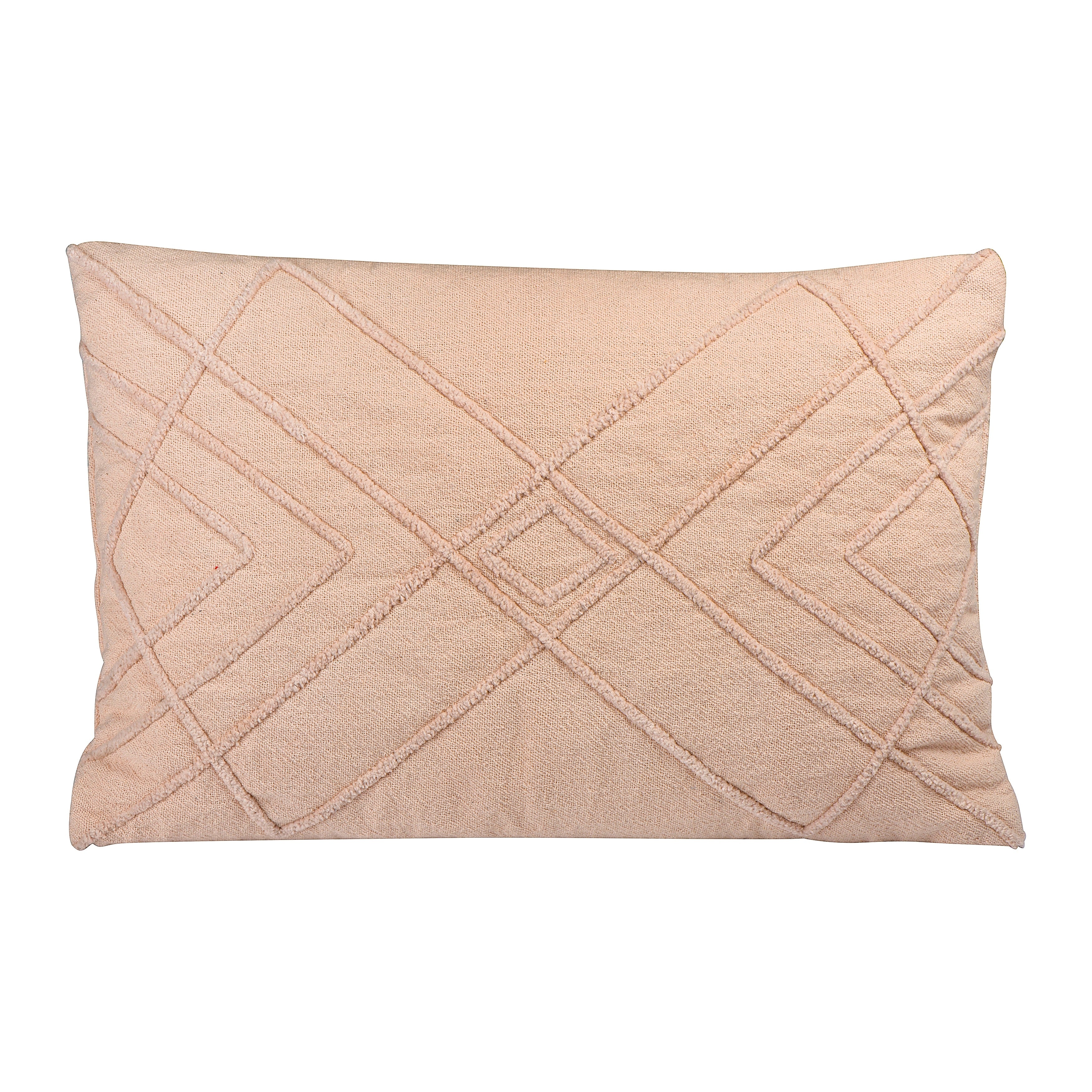 Embroidered Cotton Geometric Lumbar Pillow