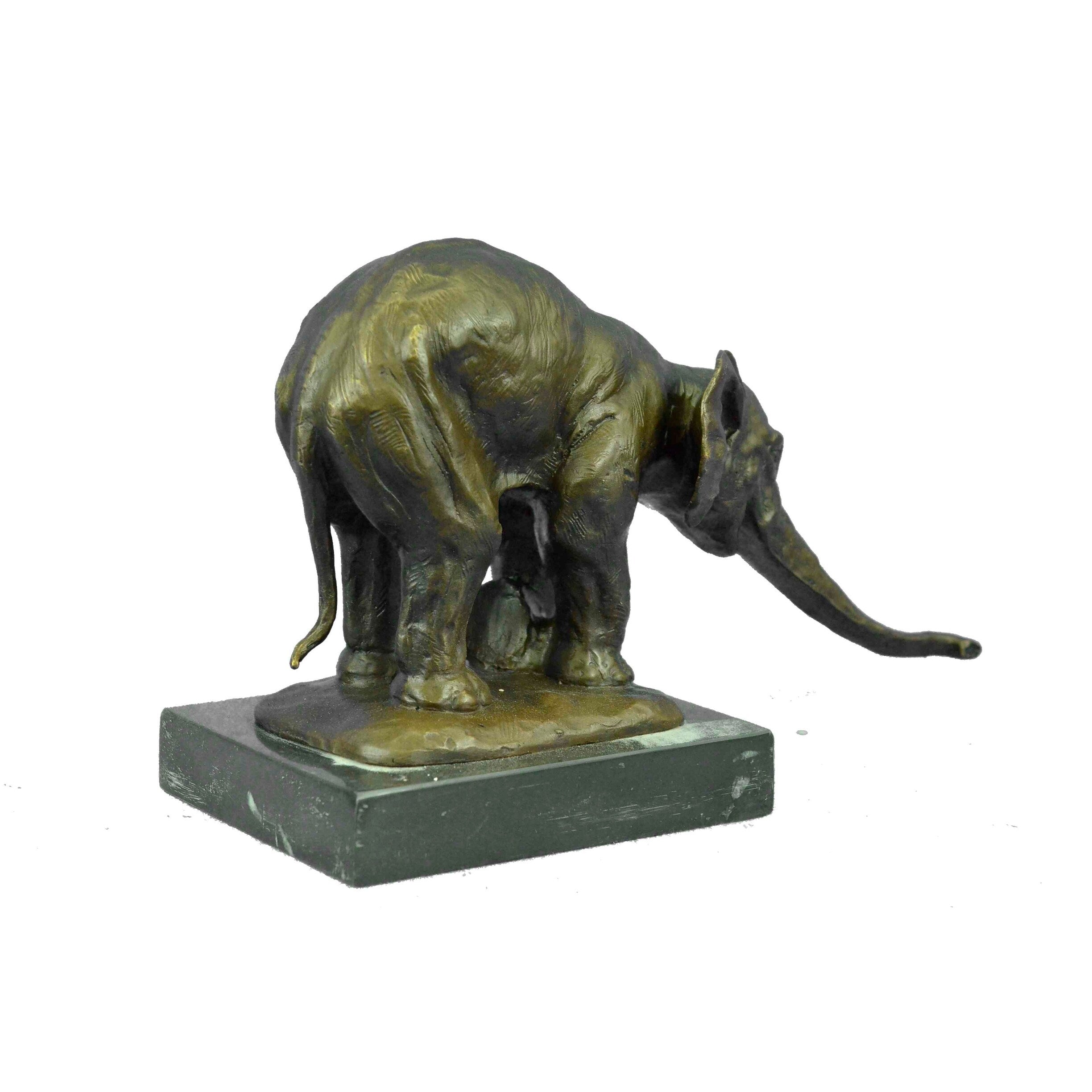 11.5 Inches European Art Bronze Sculpture Proboscidea Elephant King Of Forest Statue