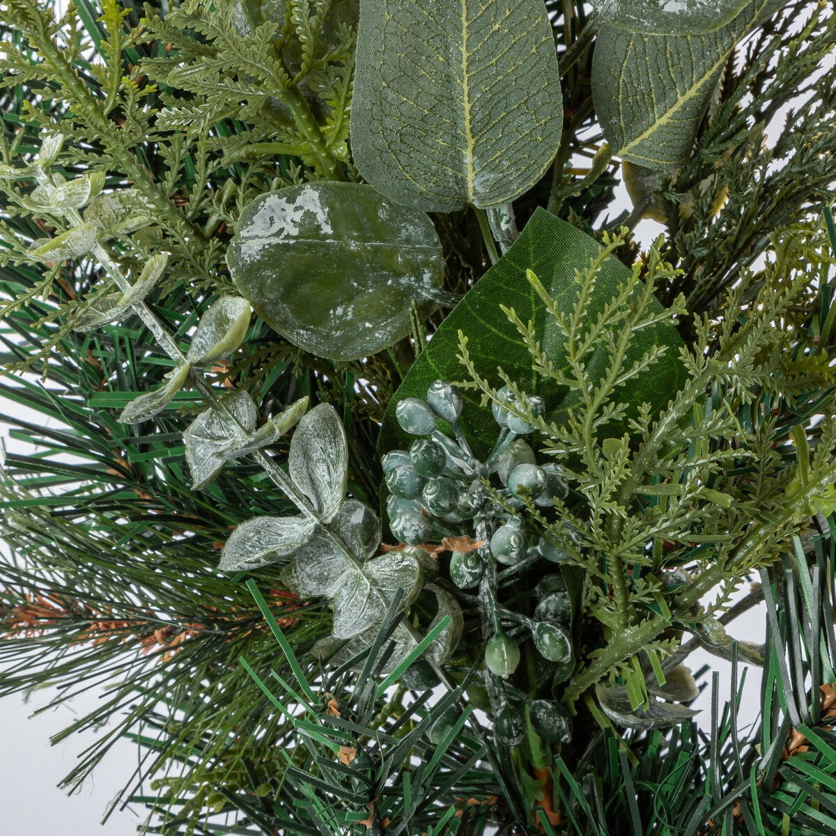 12 ft Mixed Pine Garland with Leaves, Cedar, and Needle Pine Accents - Green