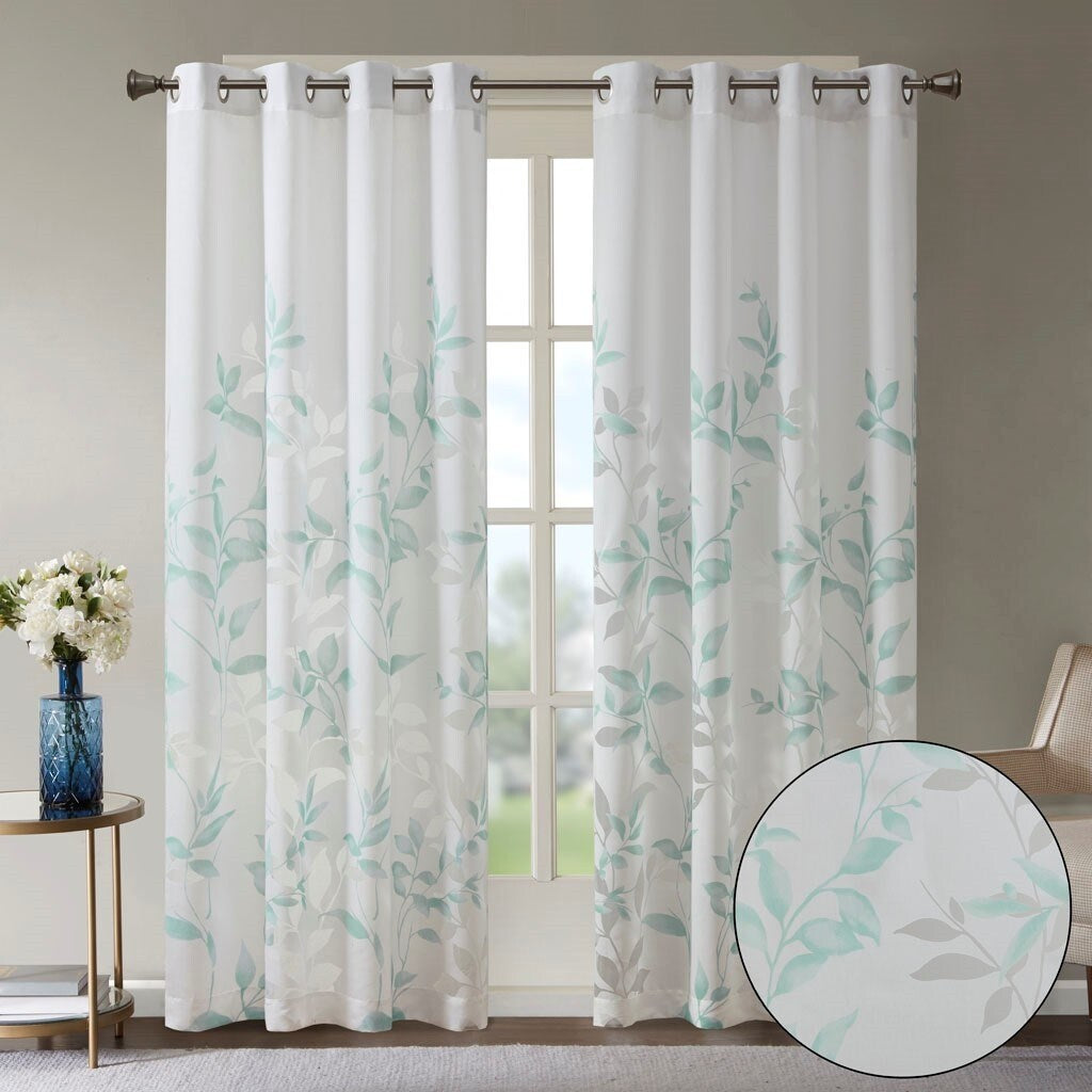 Burnout Printed Curtain Panel Pair