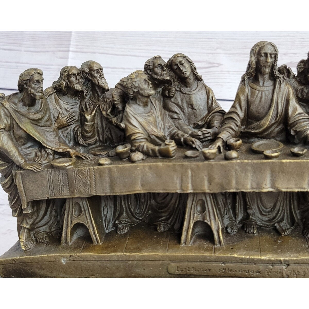 The Last Supper By Leonardo Da Vinci Bronze Sculpture Art Jesus Christ Christian 7 Inches X 15 Inches