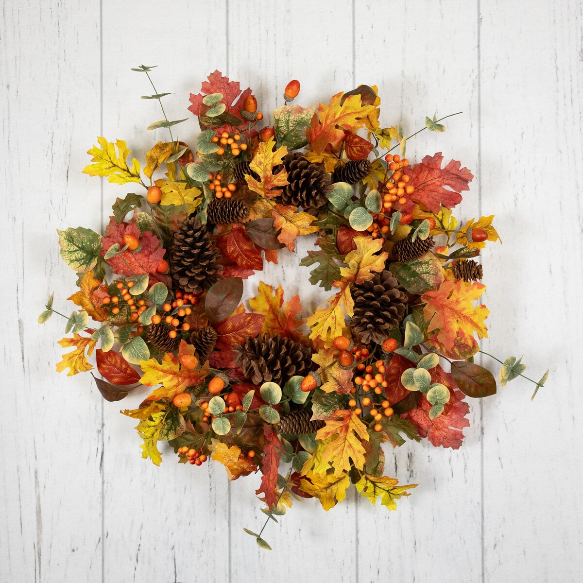 Berries and Pinecones Artificial Fall Harvest Wreath - 26 - Unlit