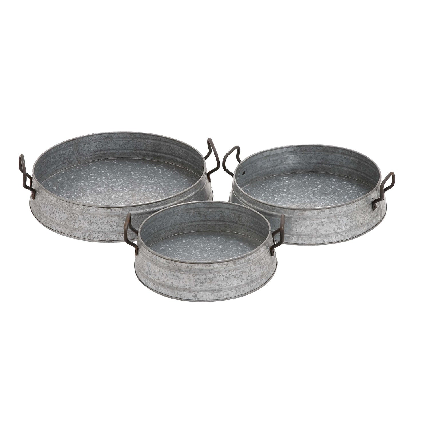 Grey Iron Farmhouse Tray (Set of 3) - 16 x 18 x 5