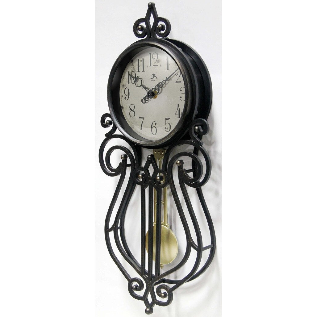 Pendulum 20 inch Wall Clock Wrought Iron Antique Style Traditional - 20 x 2.5 x 9