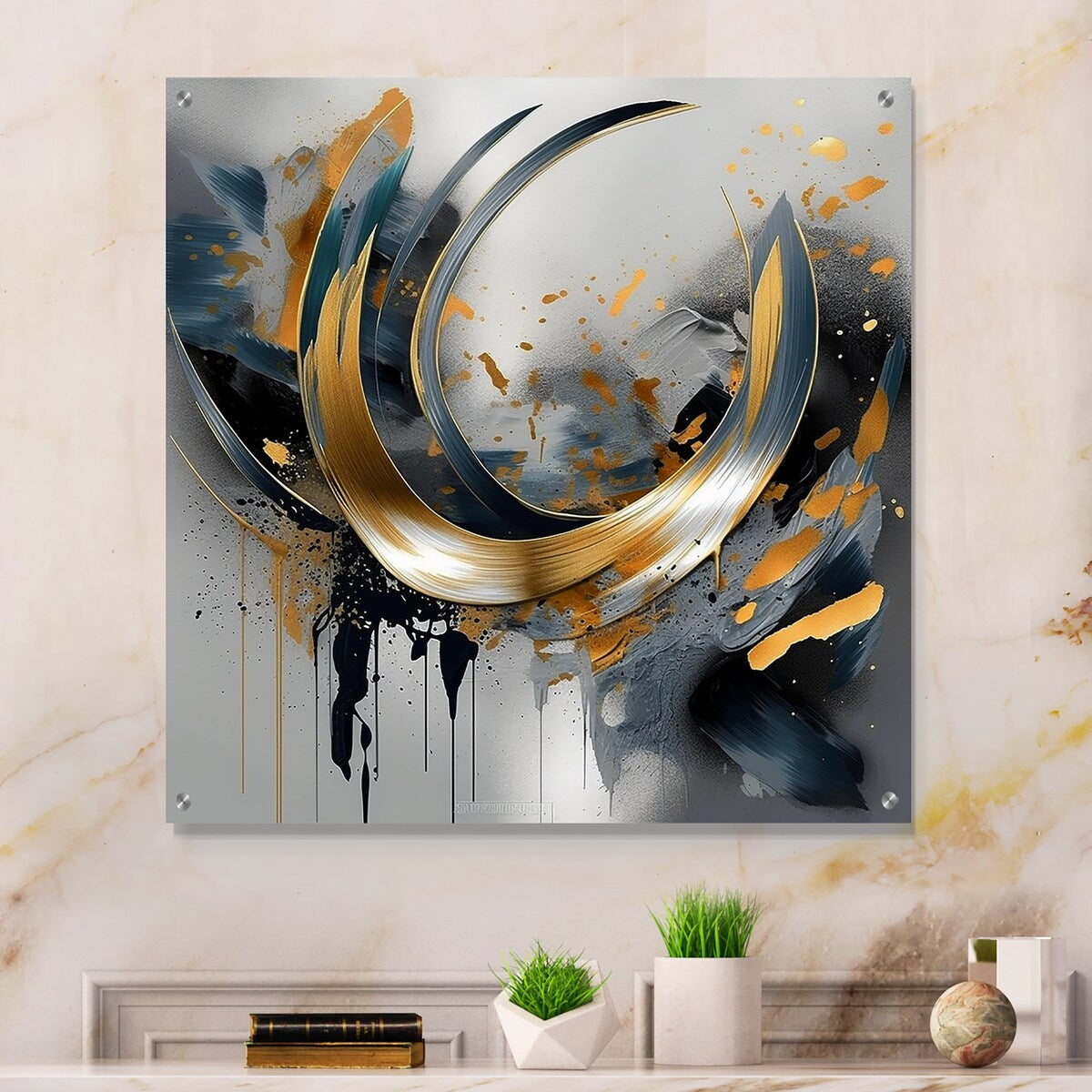 Designart Soft Colors Marble Abstract IV Abstract Marble Gloss Wall Decor - Modern Acrylic Wall Art For Hallway Decor