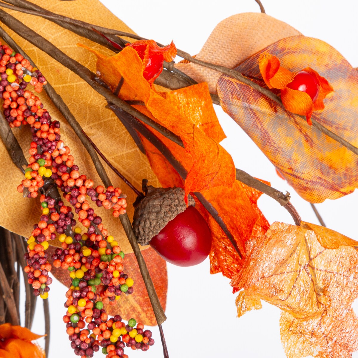 22 in. Fall Harvest Autumn Wreath with Berries and Sunflowers