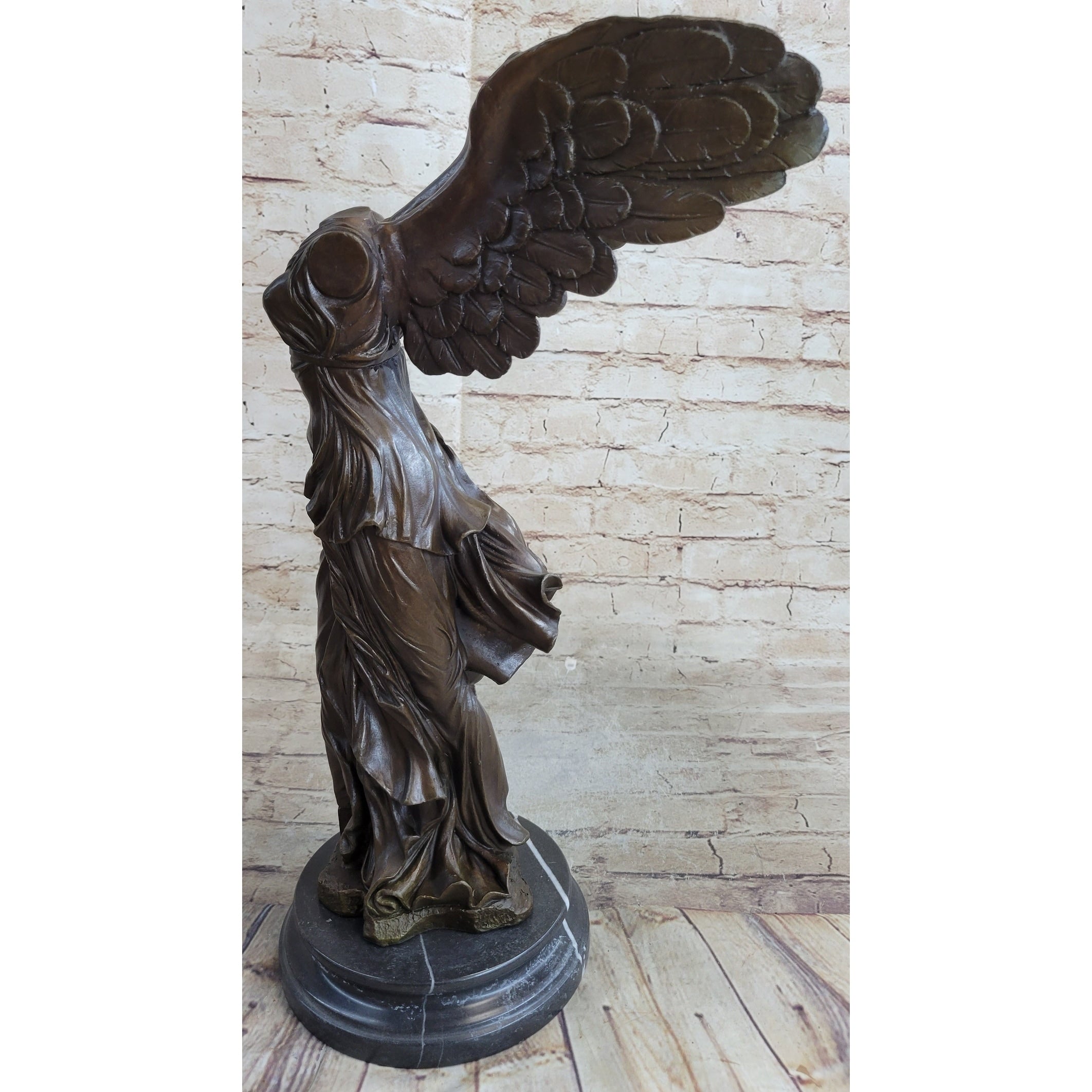 Winged Nike Samothrace Bronze Sculpture Marble Base Hot Cast Figurine Figure Art