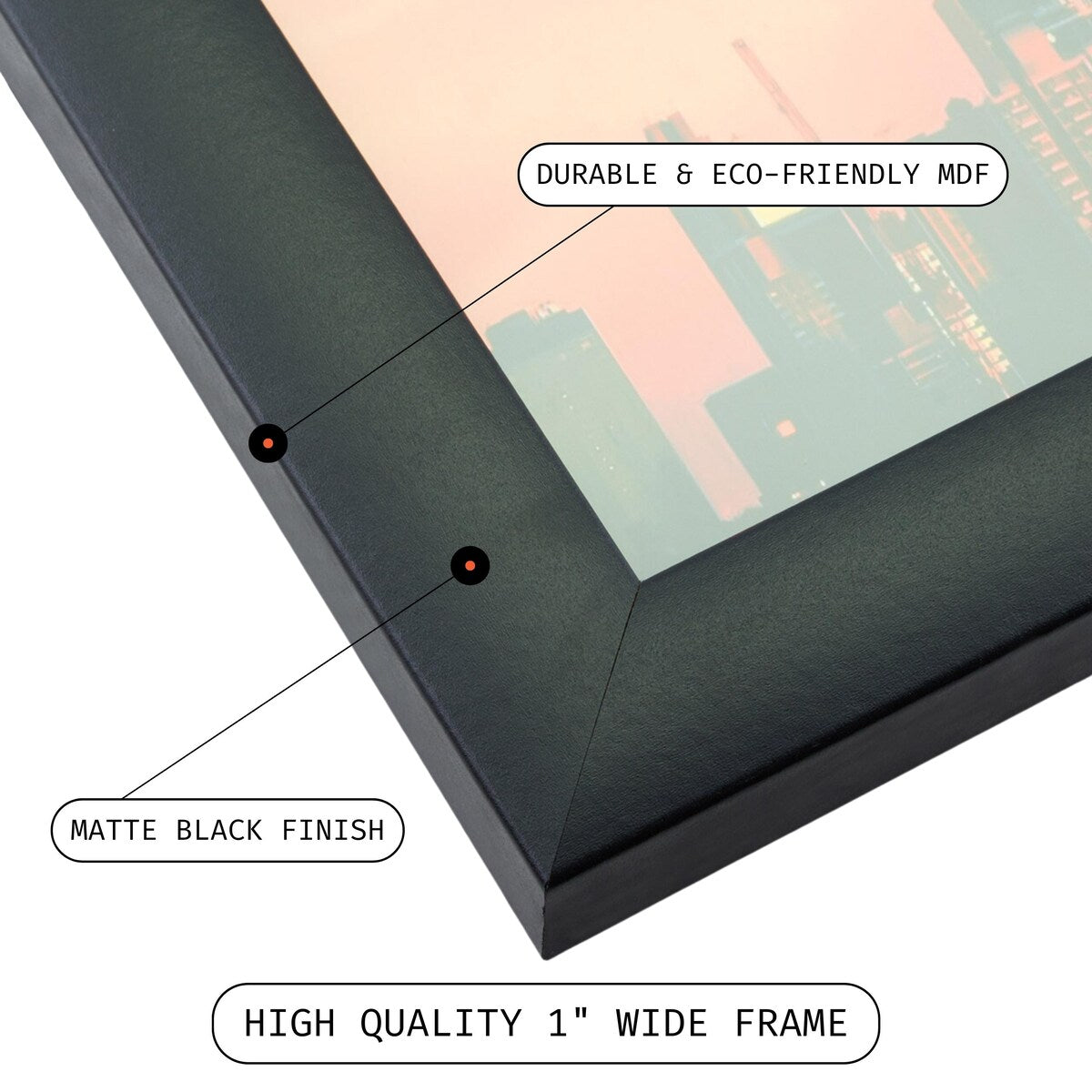 Craig Frames 1WB3BK Black Picture Frame with White Mat Opening