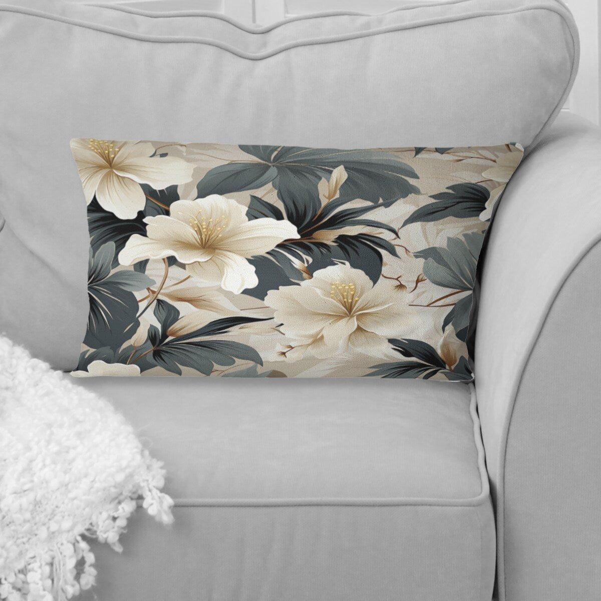 Designart Monochrome Serenity Tropical Pattern II Tropical Printed Throw Pillow